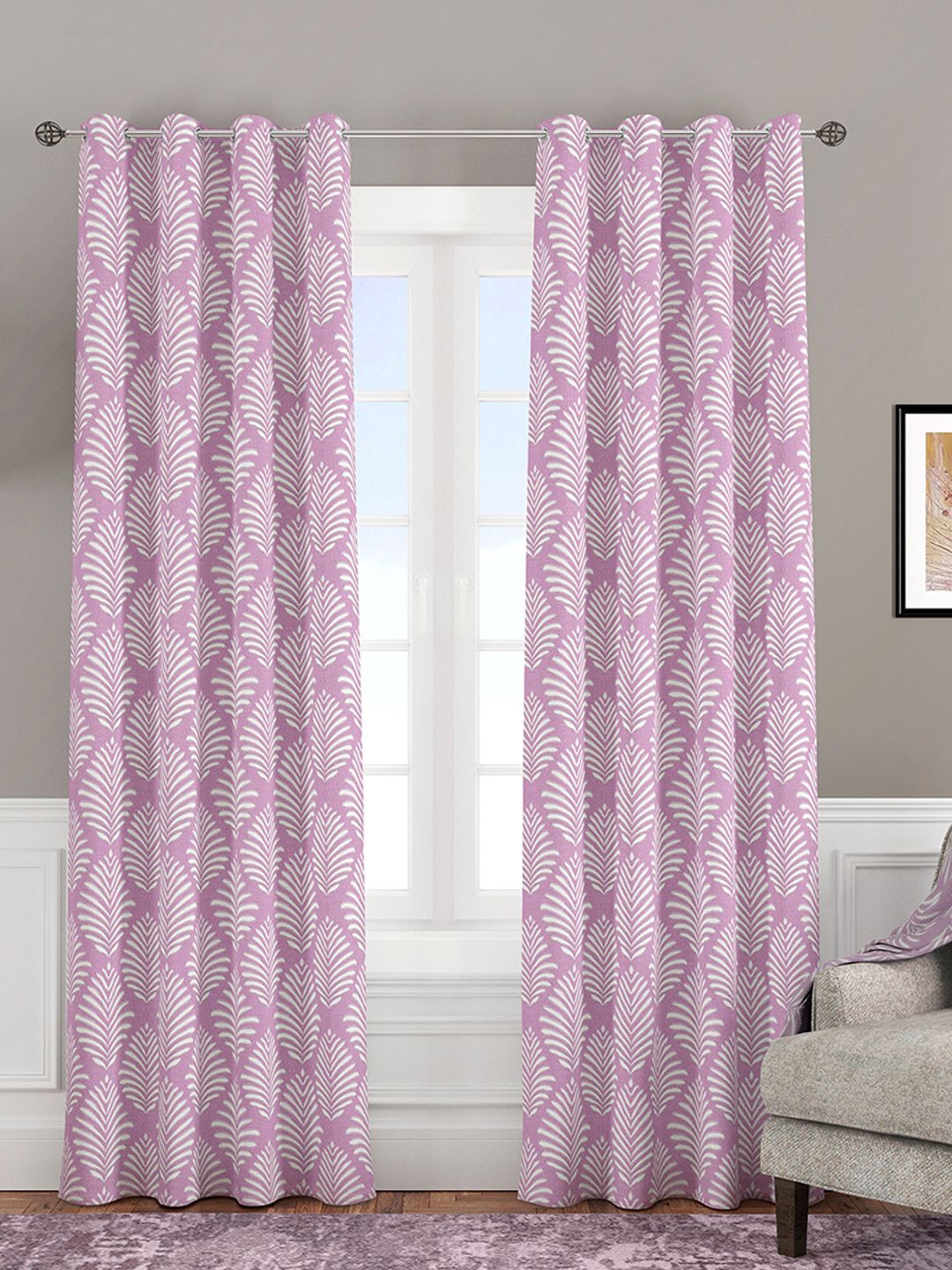 Athome by Nilkamal Purple Set of 2 Geometric Long Jacquard Door Curtain Price in India
