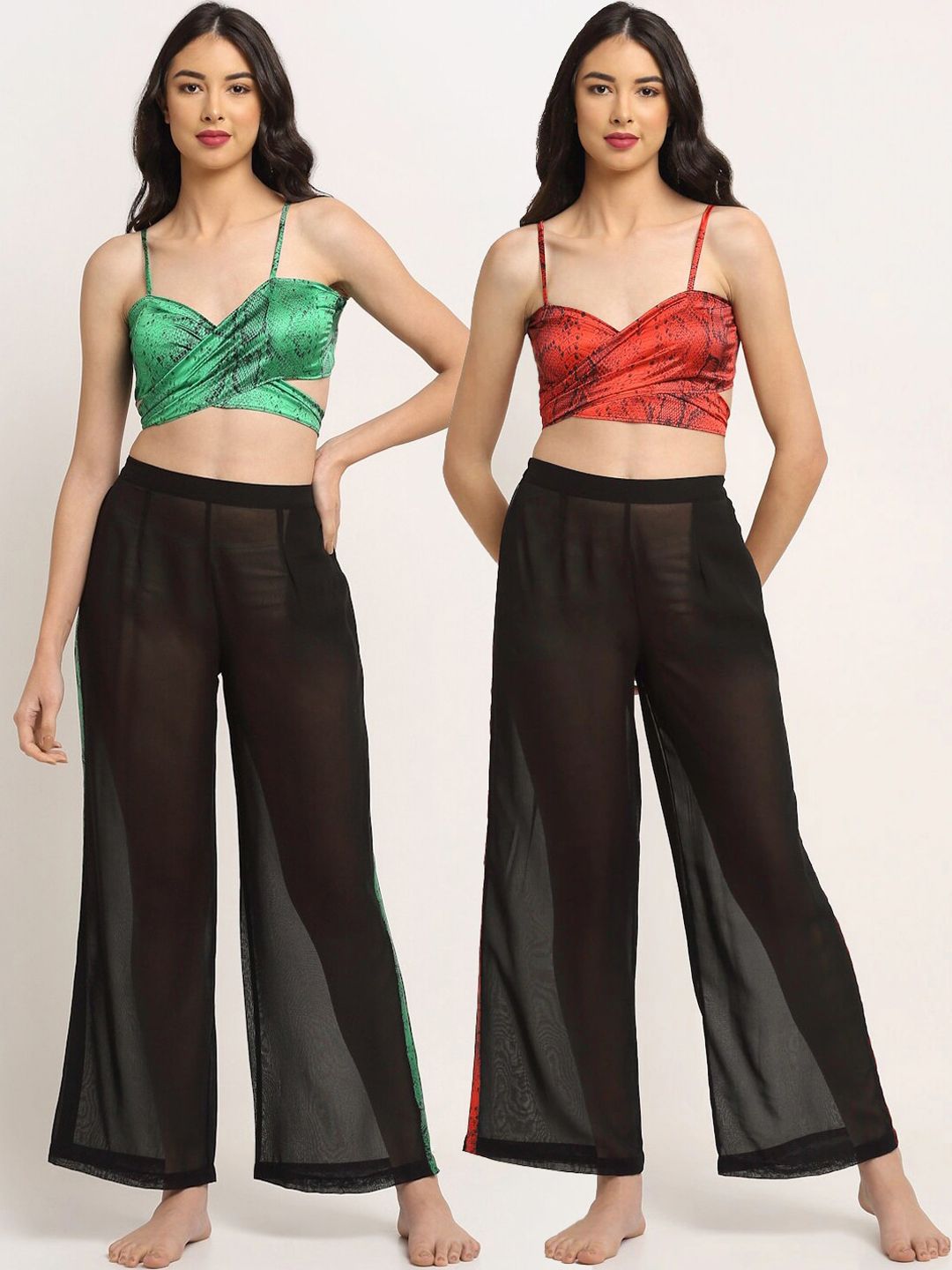 EROTISSCH Women Pack Of 2 Black Solid Beachwear Pants Price in India