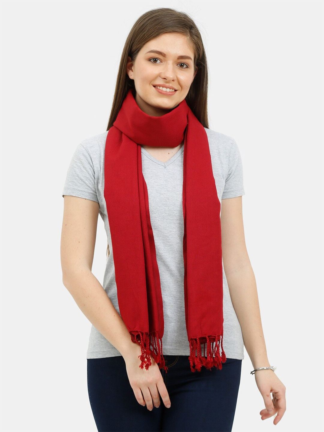 thickskin Women Red Solid Stole Price in India