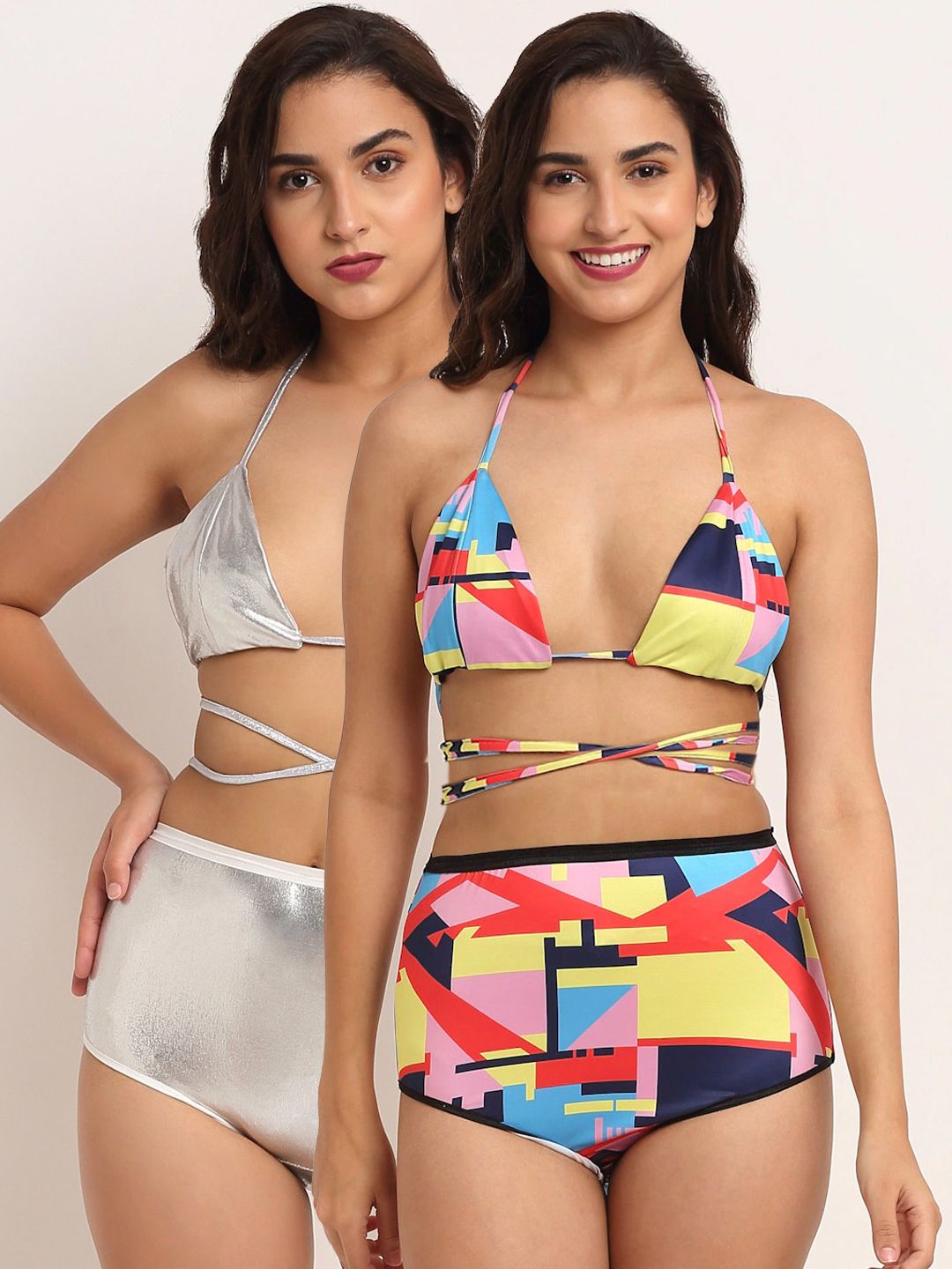 EROTISSCH Women Pack Of 2 Multicoloured Printed Swim Tops Price in India