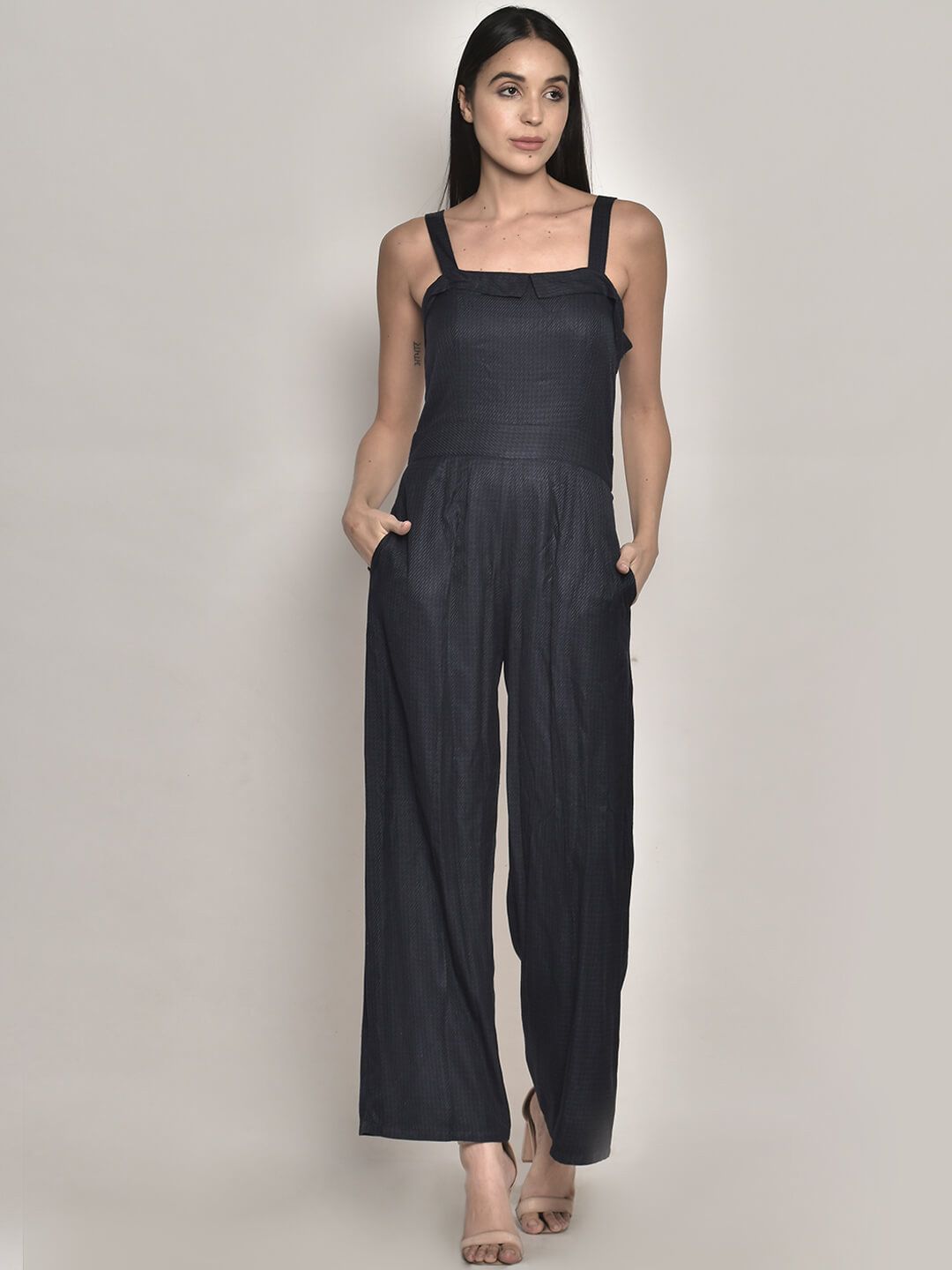 250 DESIGNS Navy Blue Basic Jumpsuit Price in India