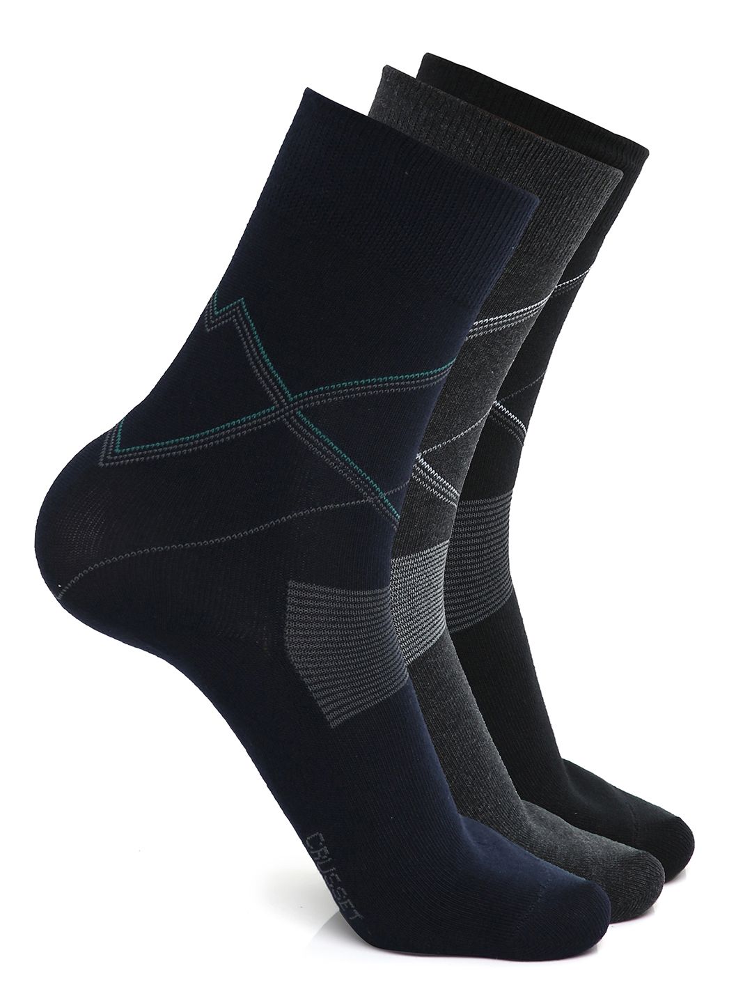 CRUSSET Men Pack Of 3 Assorted Calf-Length Socks