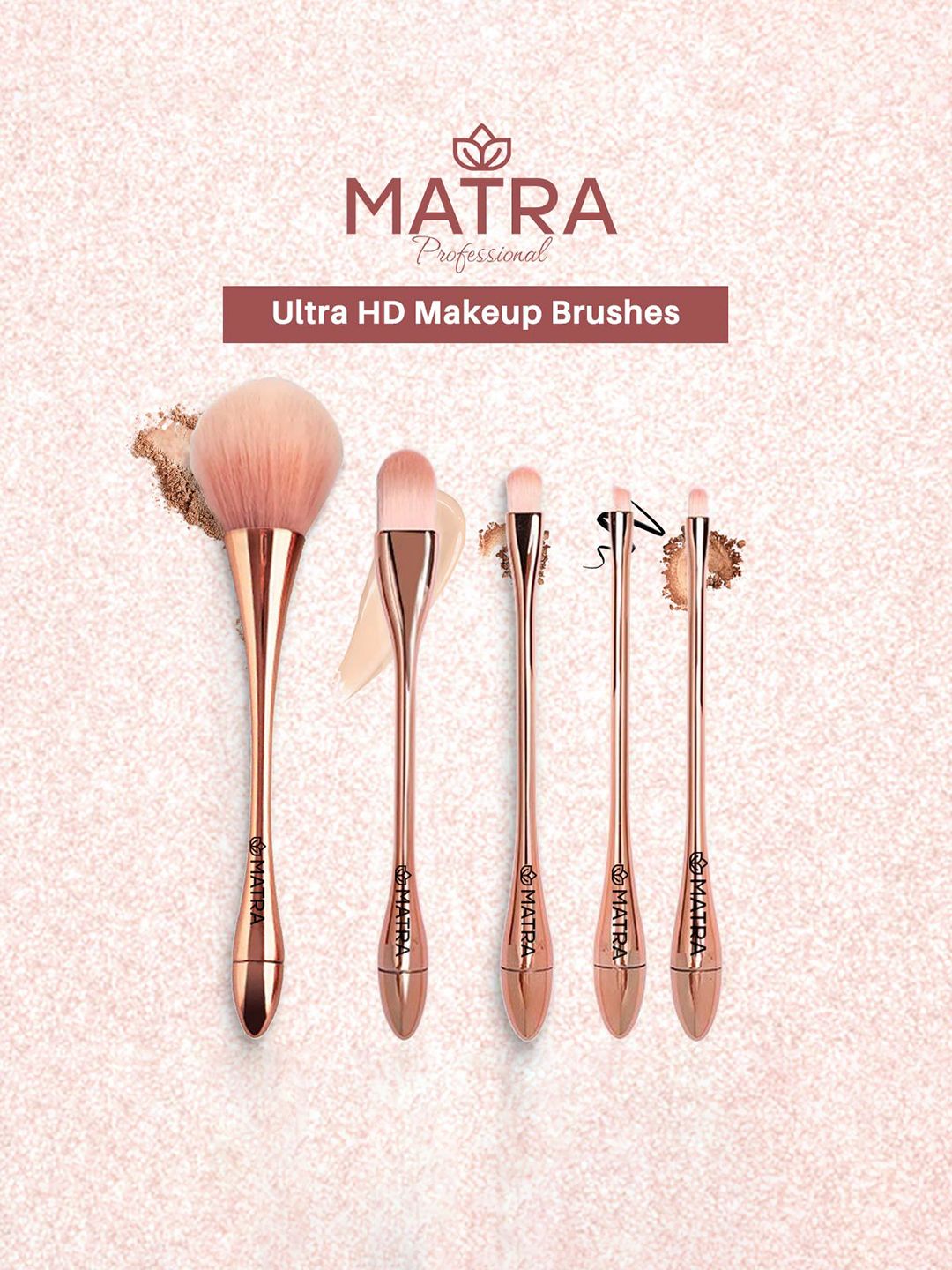 MATRA Combo of 5 Professional UltraHD Makeup Brush - Rose Gold Price in India