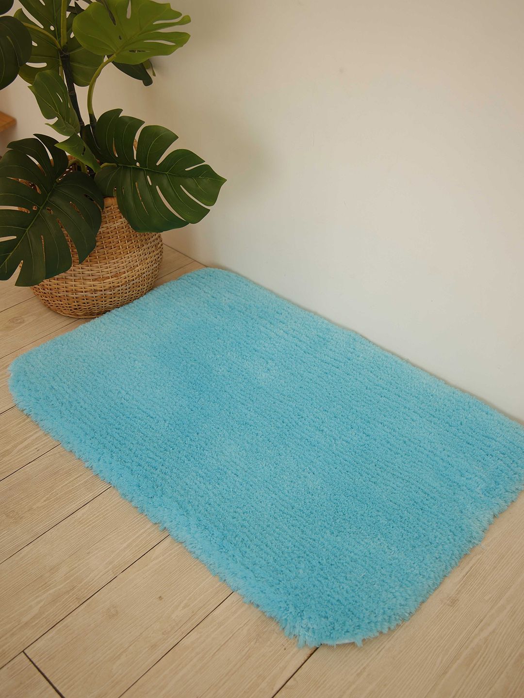 Ariana Blue Solid Bath Rugs Price in India