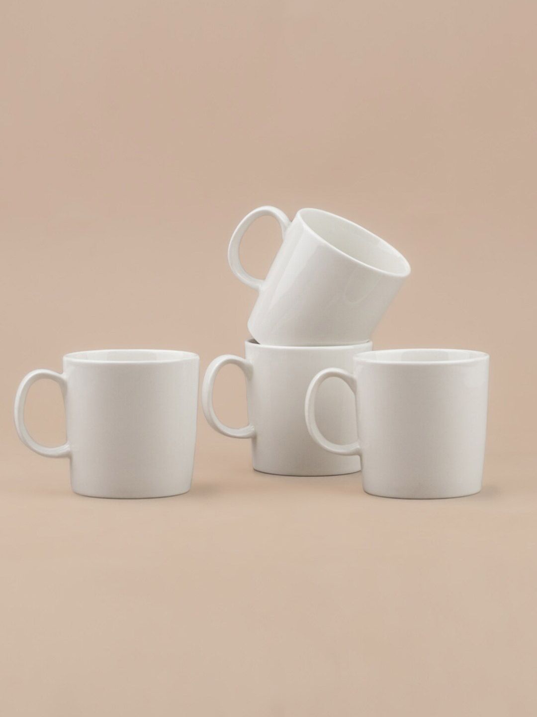 SHAY Set Of 4 White Solid Dishwasher Safe Cups Price in India