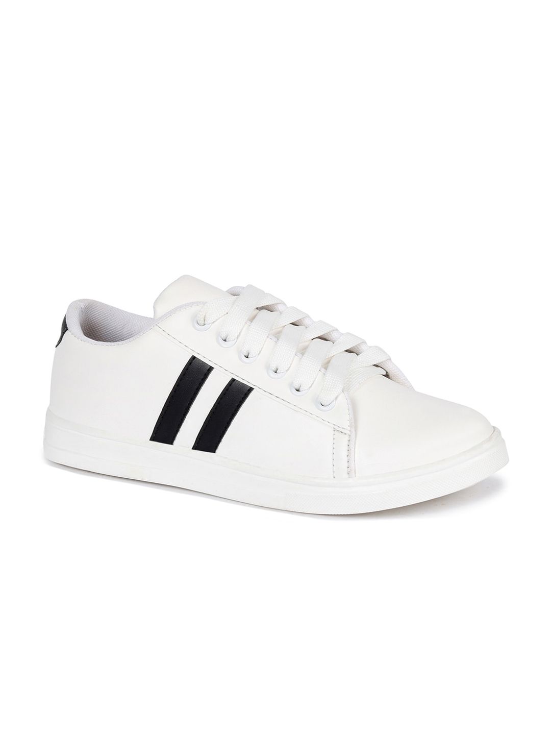Bella Toes Women White & Black Striped Sneakers Price in India
