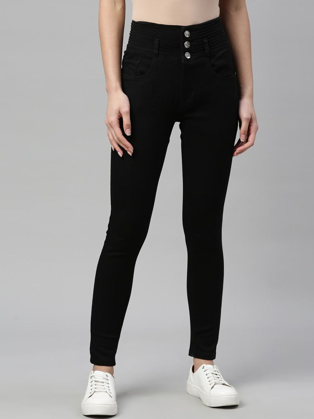 ZHEIA Women Black Lean Skinny Fit High-Rise Stretchable Jeans Price in India