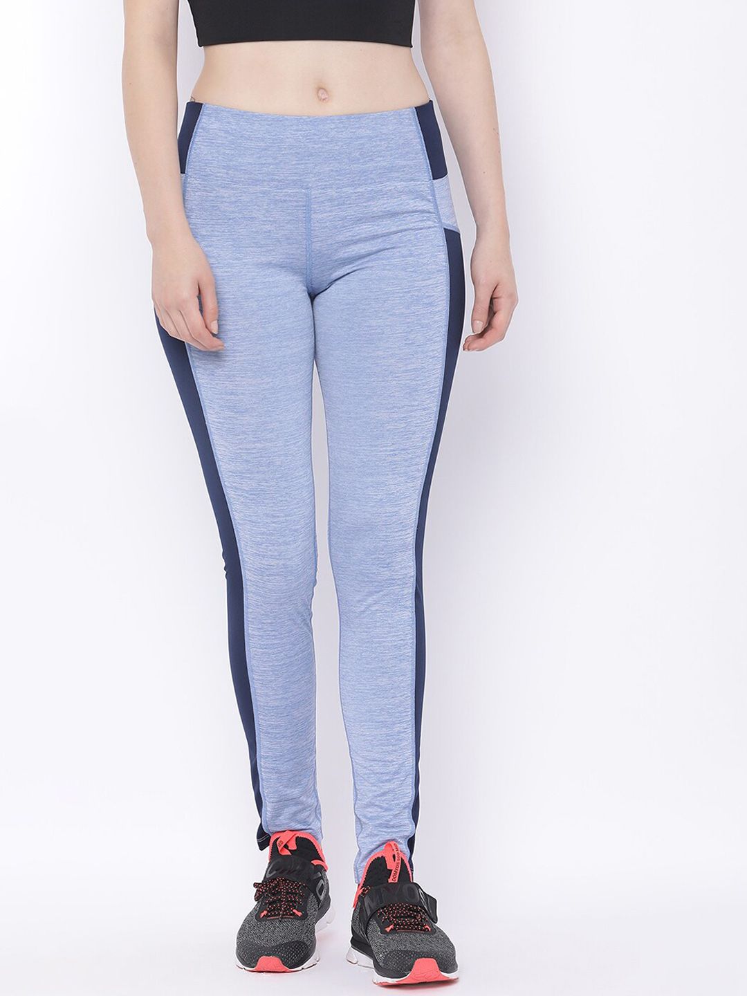 Chkokko Women Blue Solid Yoga Tights Price in India