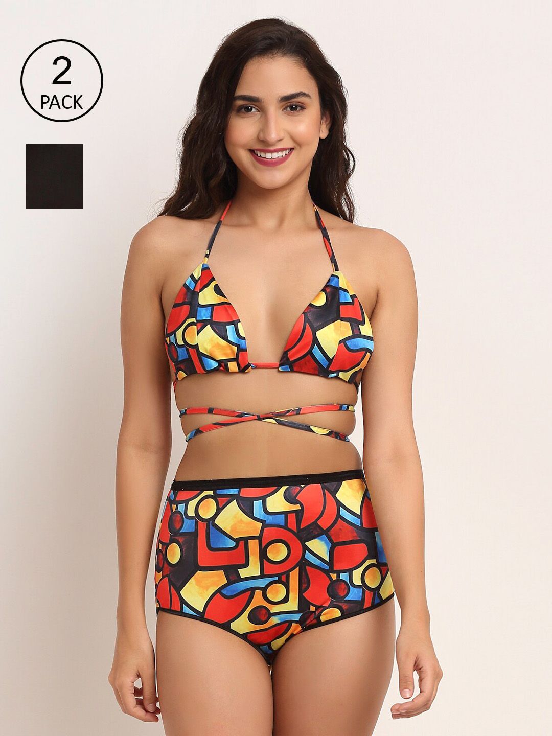 EROTISSCH Pack of 2 Black & Red Printed Swimwear Price in India