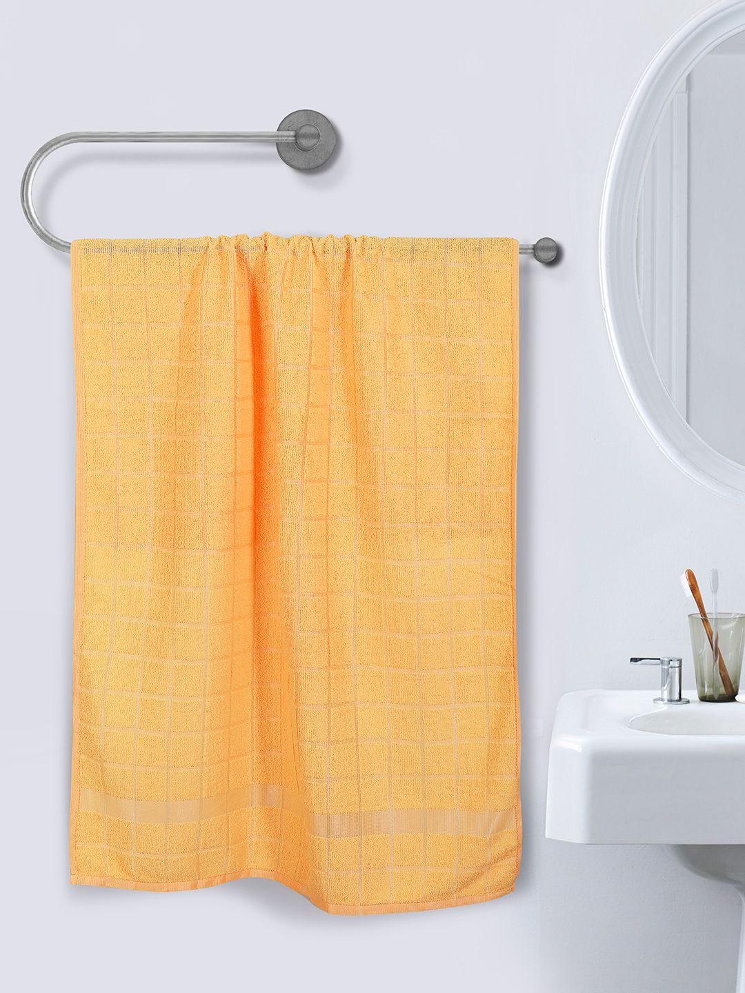 ROMEE Yellow Cotton 500 GSM Bath Towel Price in India