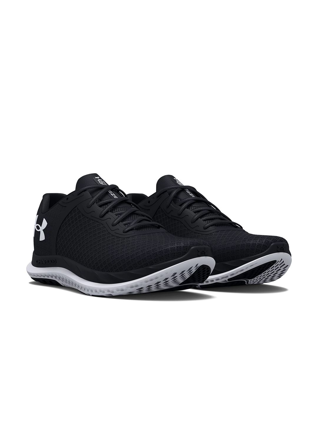 UNDER ARMOUR Women Black & White Woven Design Charged Breeze Running Shoes Price in India
