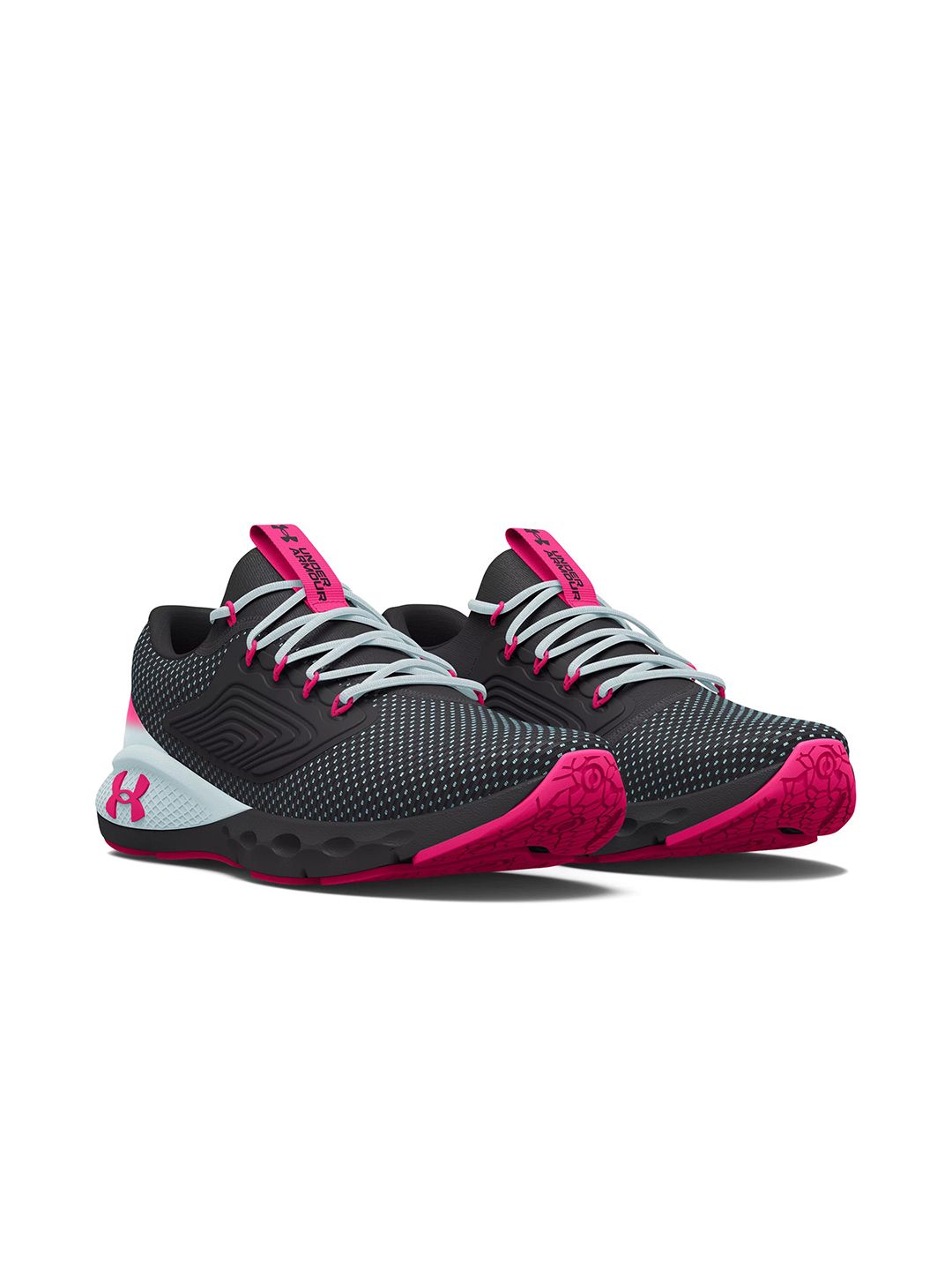 UNDER ARMOUR Women Grey & Pink Woven Design Charged Vantage 2 Running Shoes Price in India