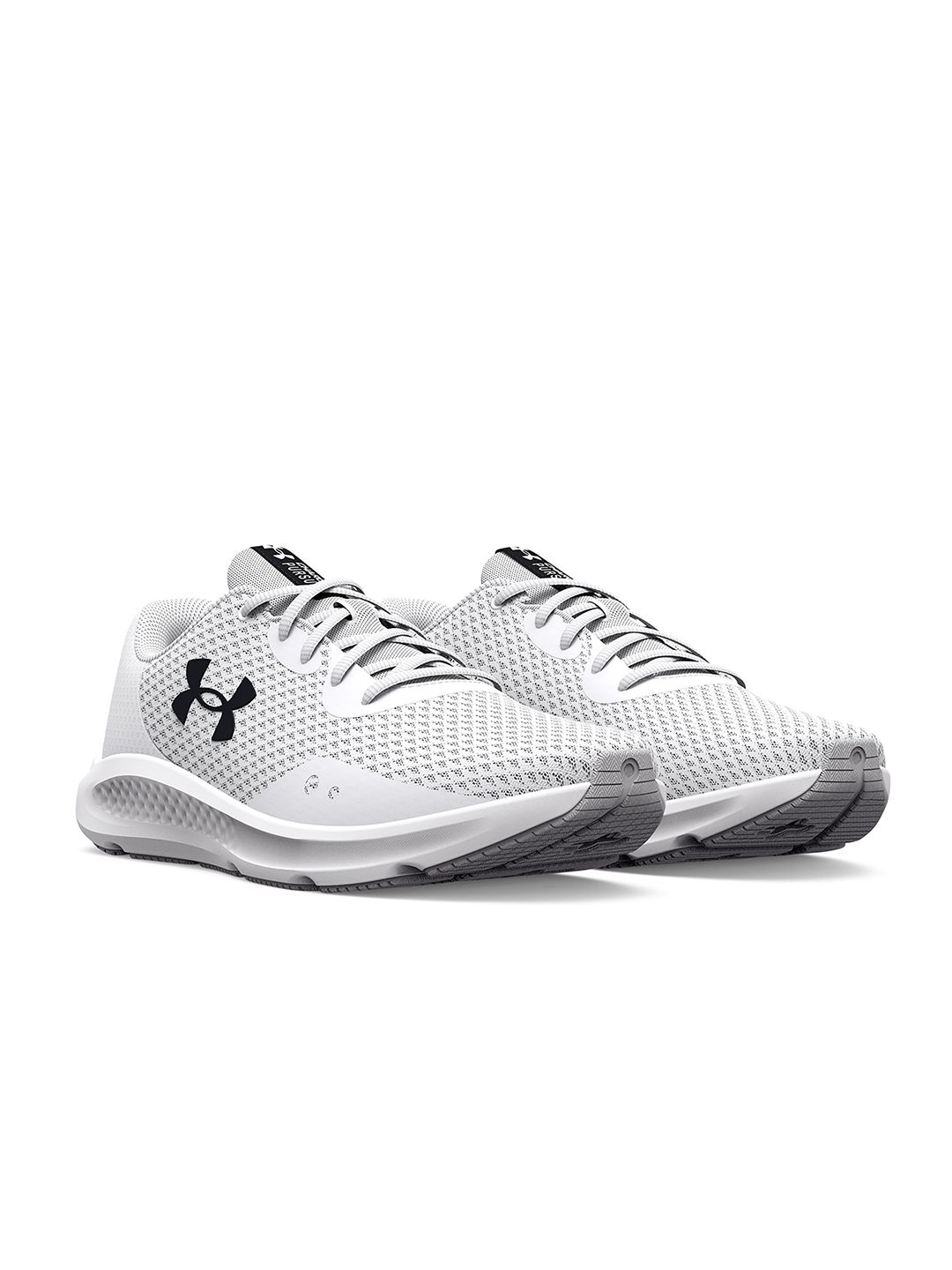 UNDER ARMOUR Women Off-White & Grey Woven Design Charged Pursuit 3 Running Shoes Price in India