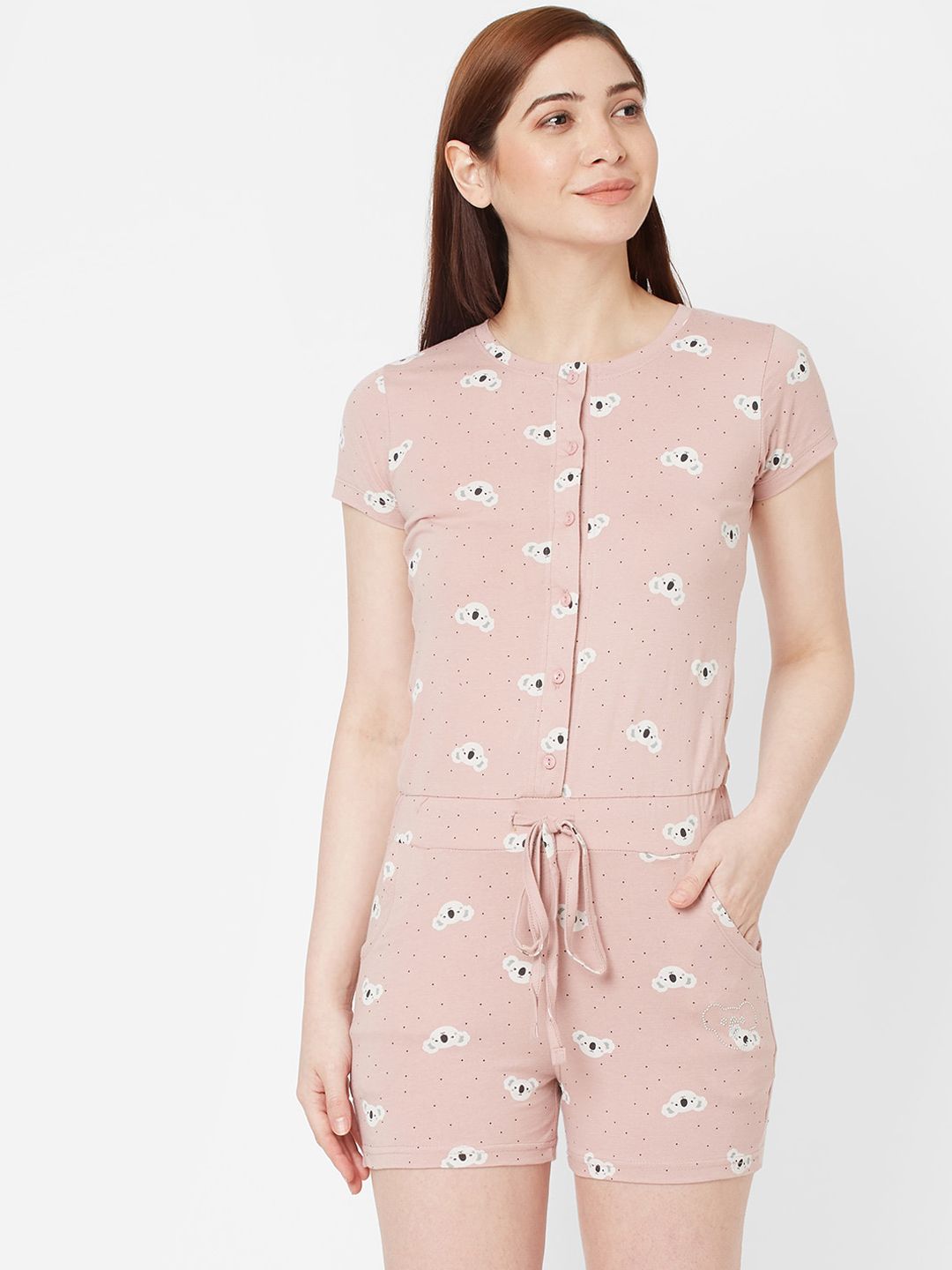 Sweet Dreams Pink Printed Night Jumpsuit
