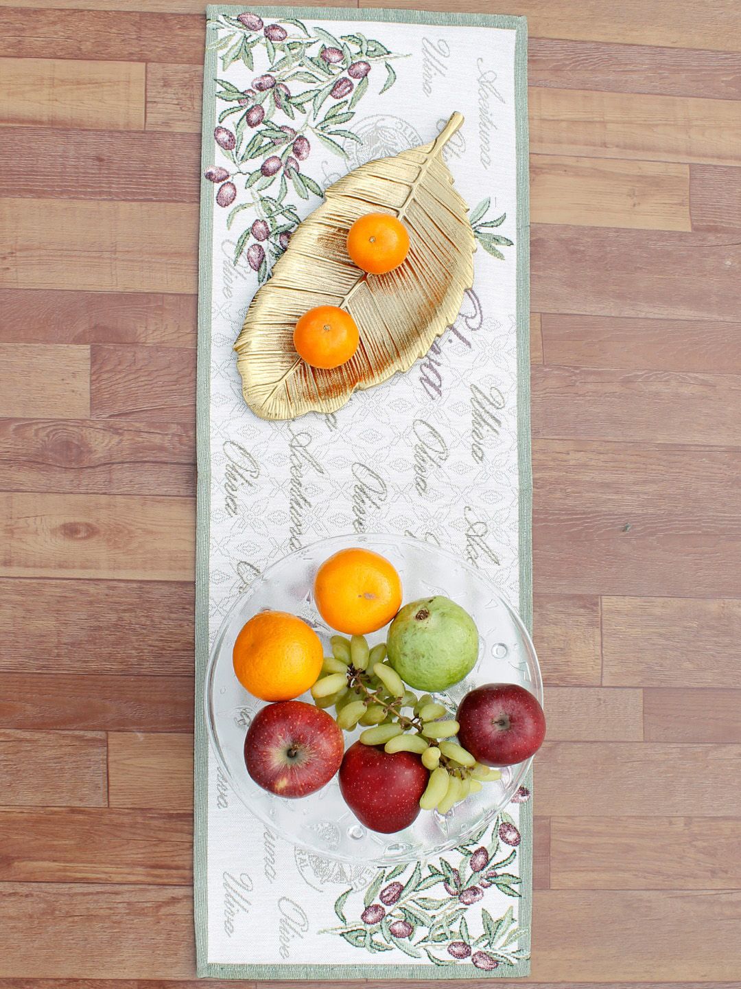 AVI Living Off-White & Pink Jaquard Woven Table  Runner Price in India