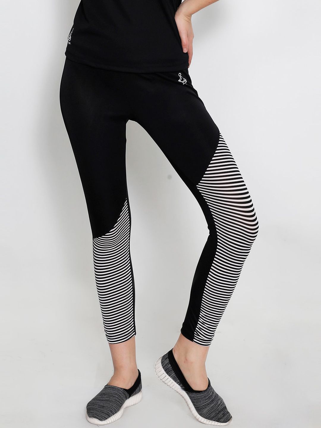 Yogue Activewear Women Black & White Striped Tights Price in India