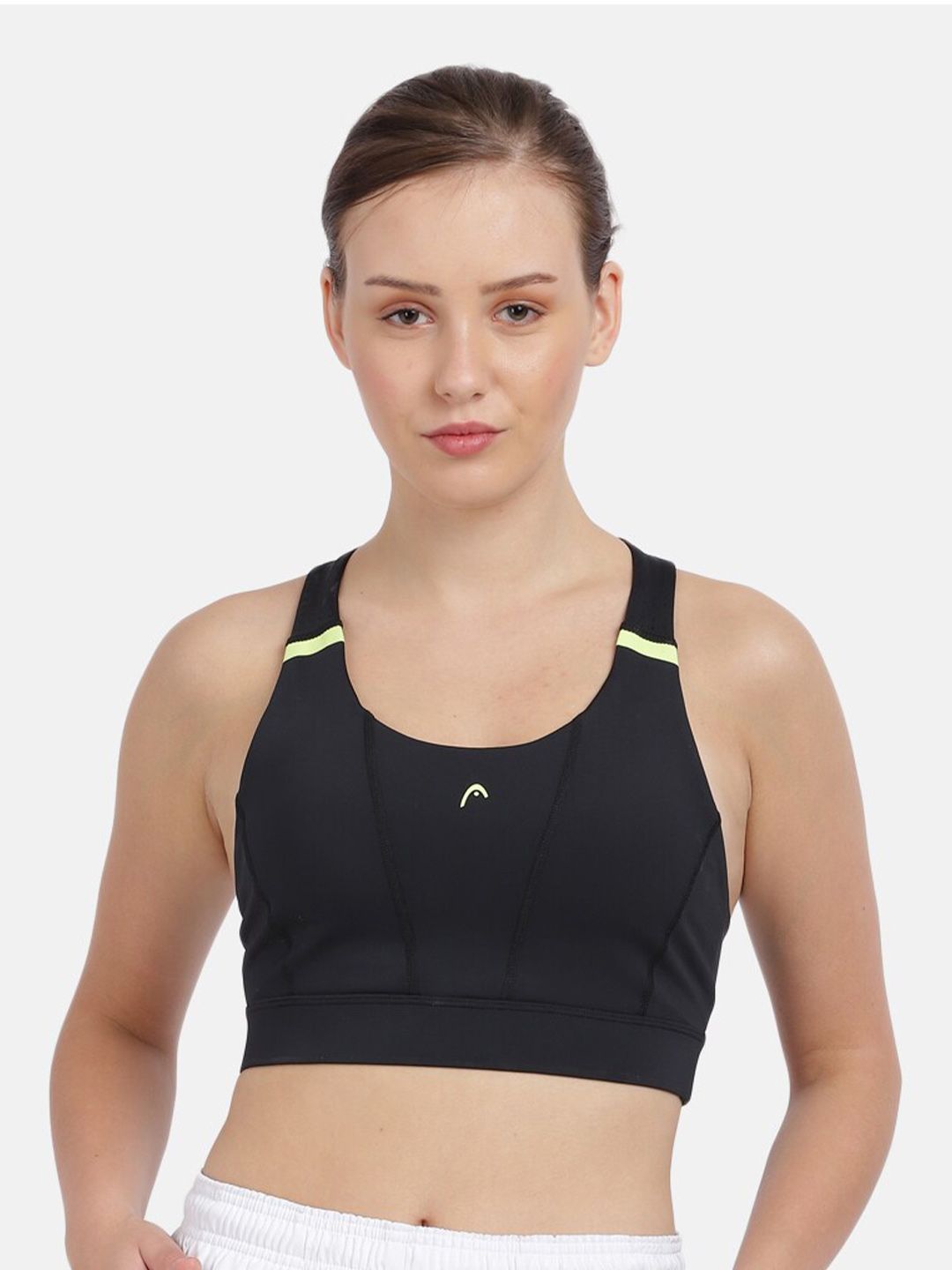 Head Black Solid Underwired Full Coverage Workout Bra Price in India