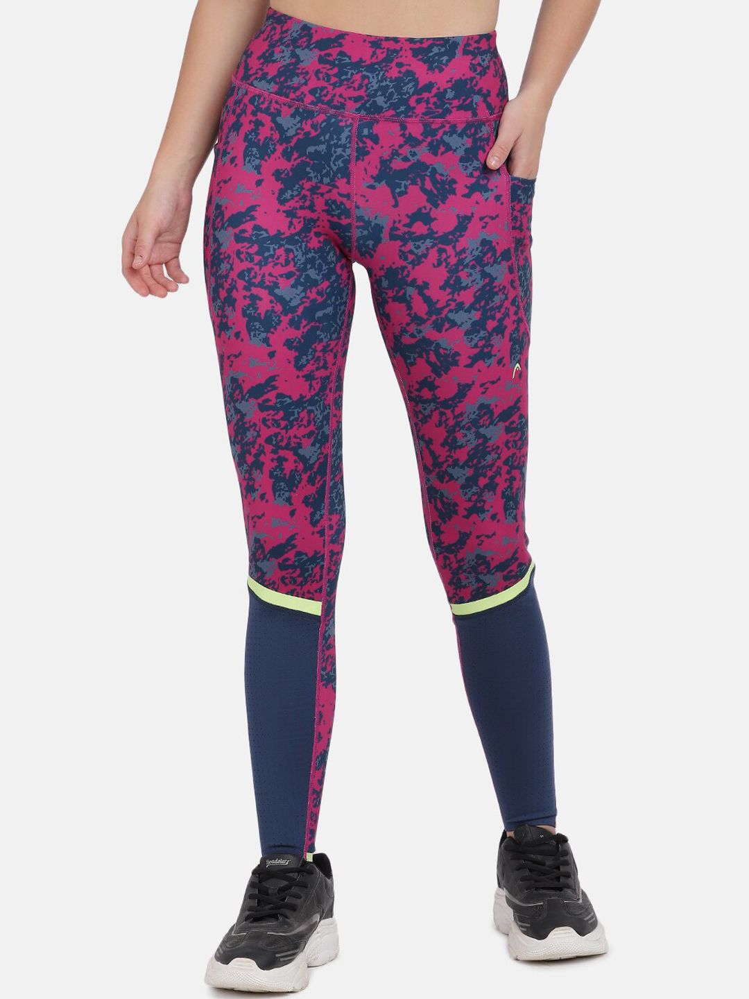 Head Women Magenta & Blue Printed Ankle-Length Tights Price in India