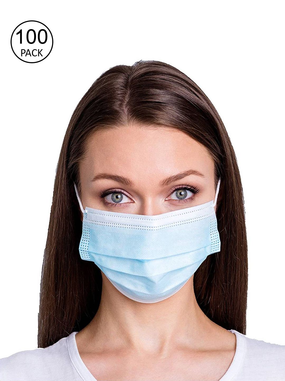 Vibe Unisex Blue Pack Of 100 3-Ply Ultrasonic Disposable Outdoor Surgical Masks Price in India