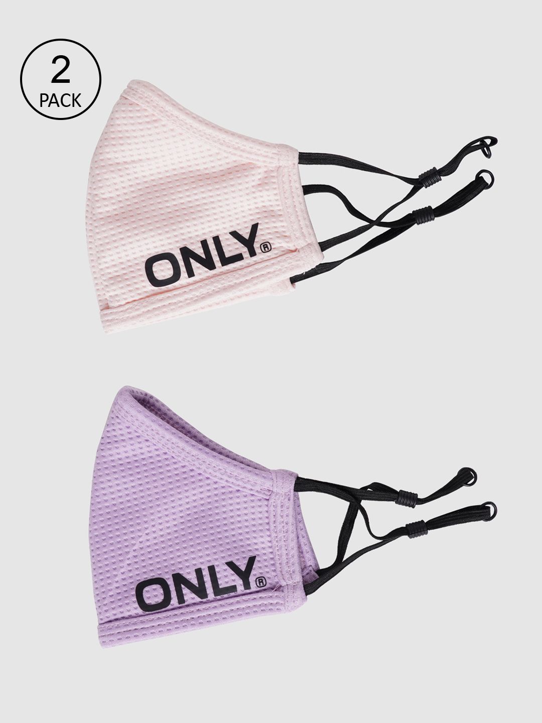 ONLY Women Purple & Pink  3-Ply Reusable Anti-Pollution Cloth Masks Pack of 2 Price in India