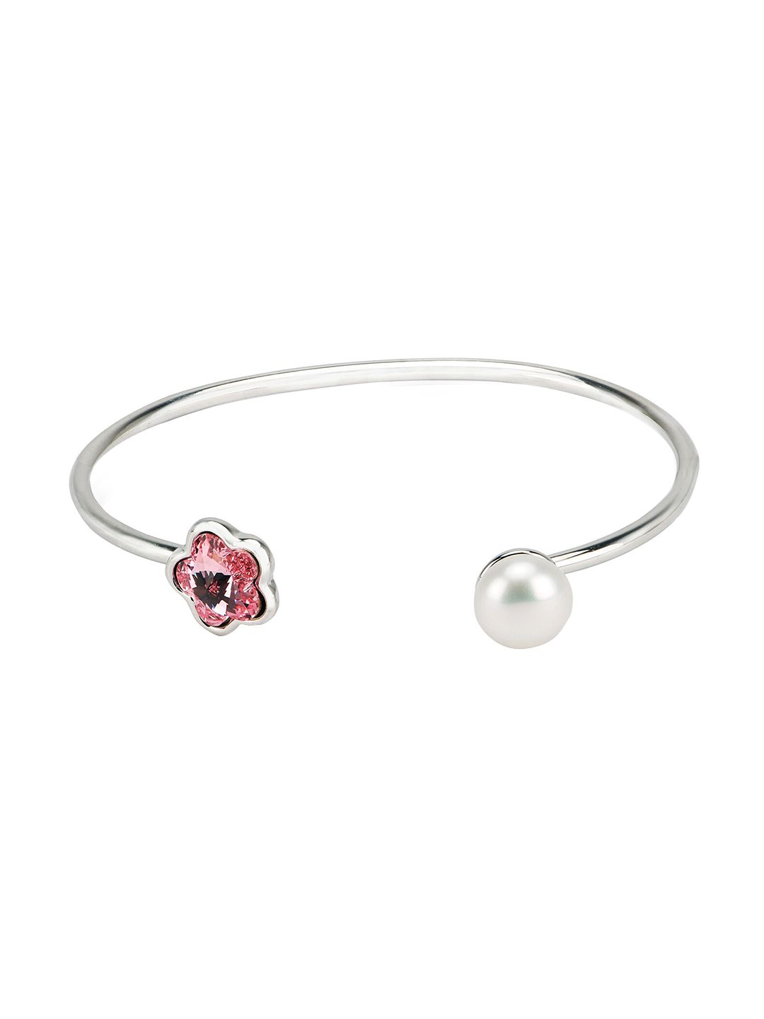 Arendelle Women Red & White Silver-Plated Bangle-Style Bracelet Price in India