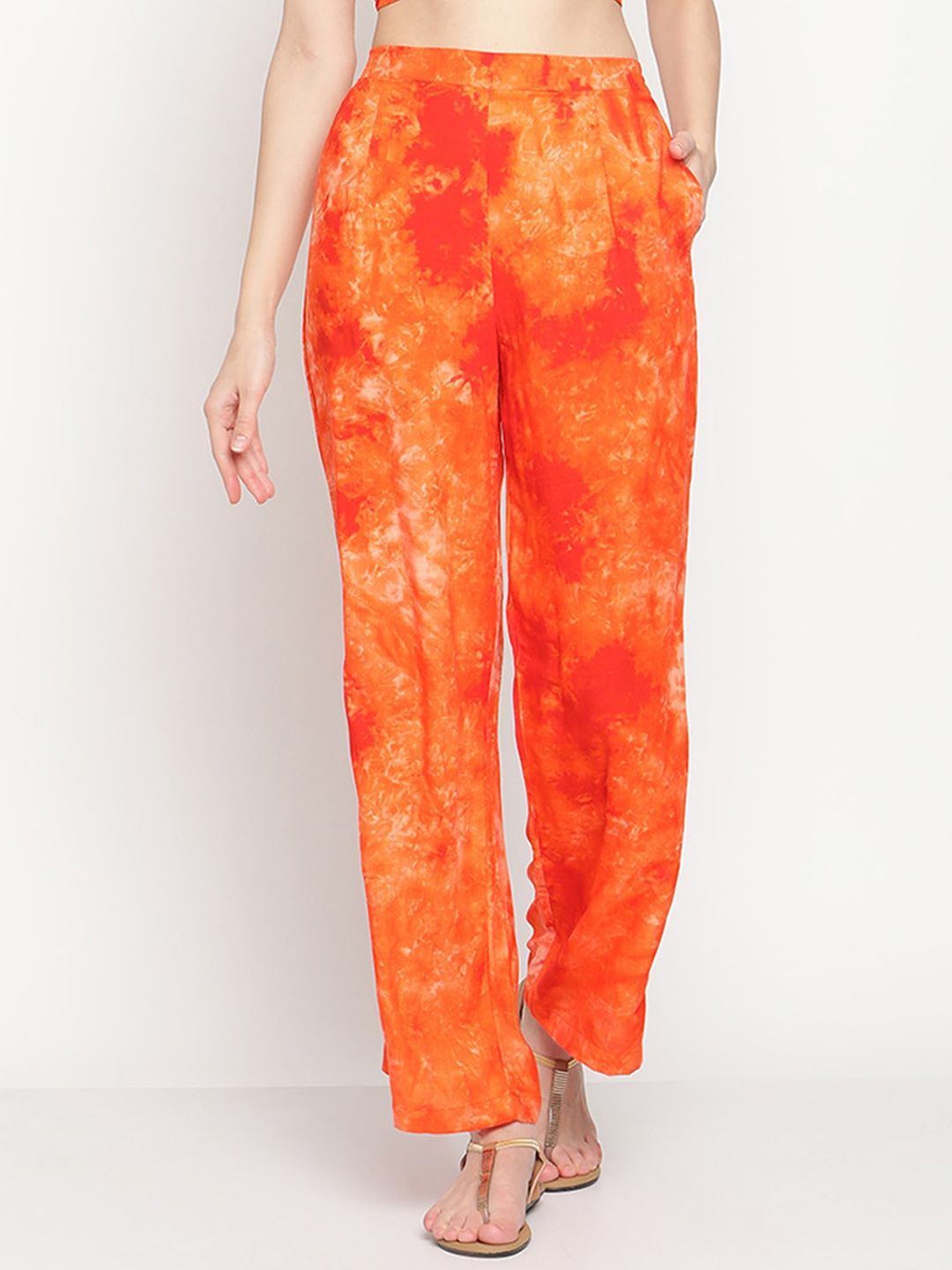 EROTISSCH Women Orange Printed Beachwear Pants Price in India