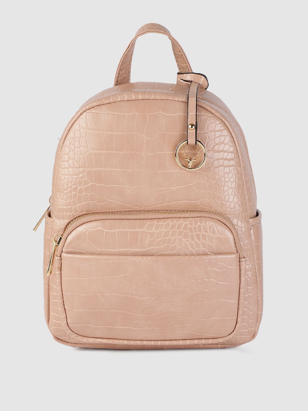 Allen Solly Women Dusty Pink Animal Textured Backpack Price in India