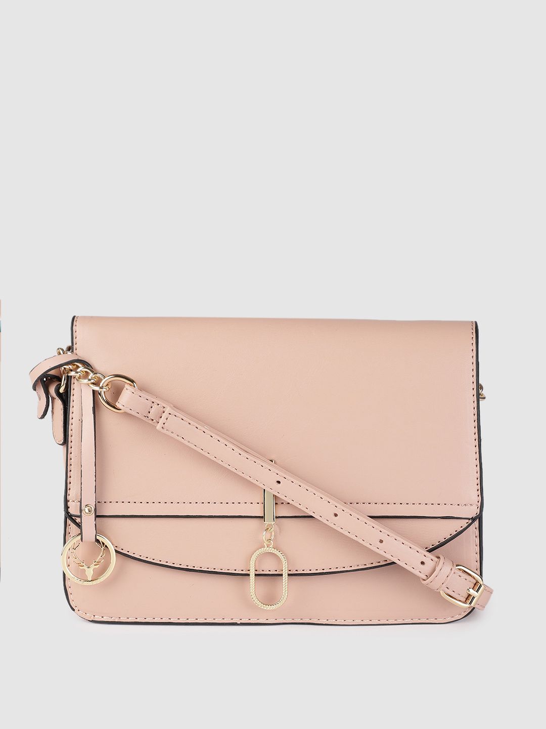 Allen Solly Pink Solid Structured Sling Bag Price in India