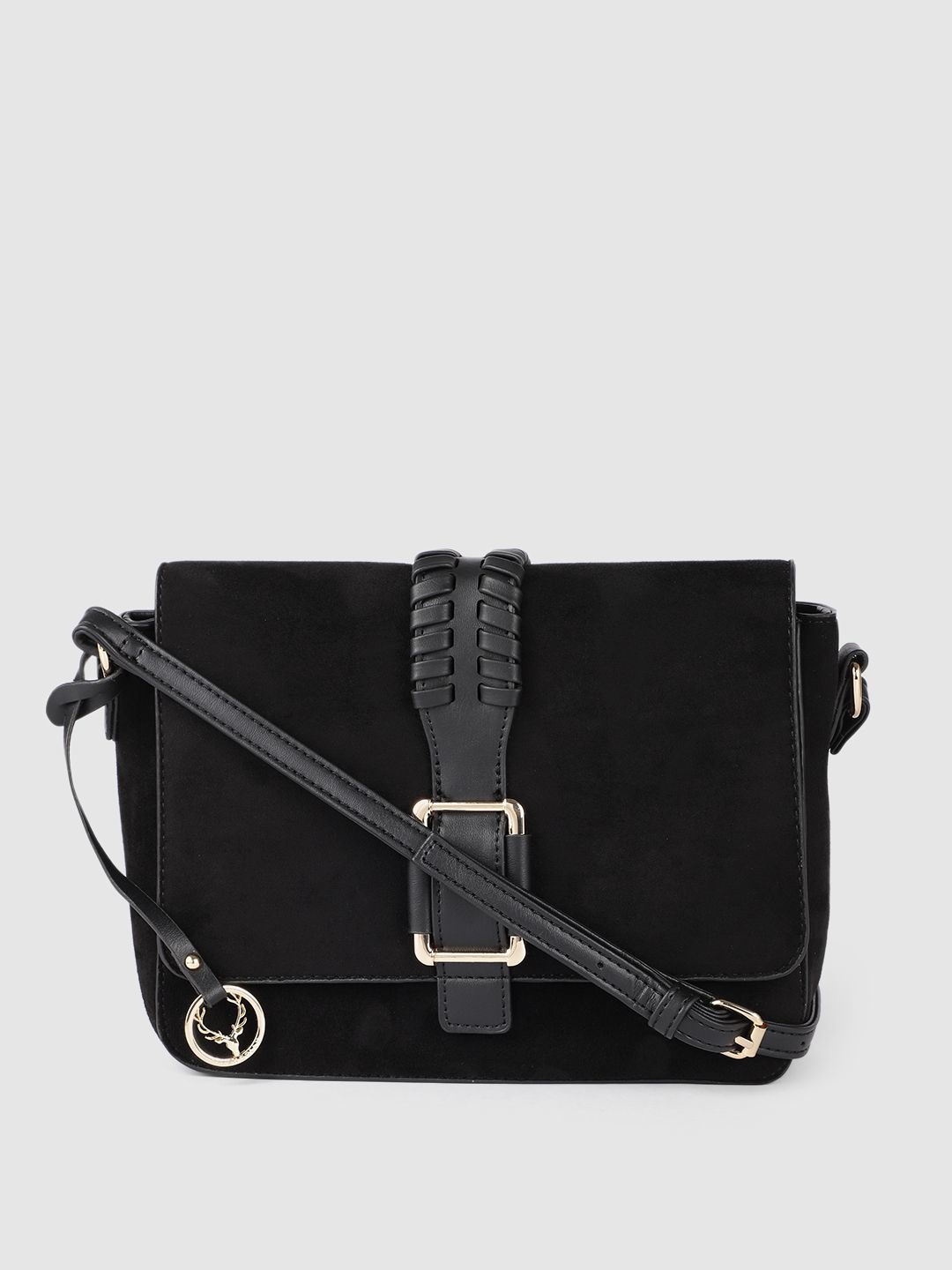 Allen Solly Black PU Structured Sling Bag Price in India