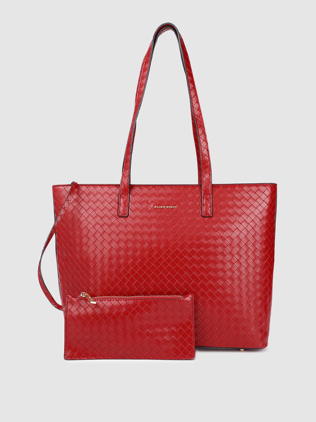 Allen Solly Red Structured Shoulder Bag With Pouch Price in India