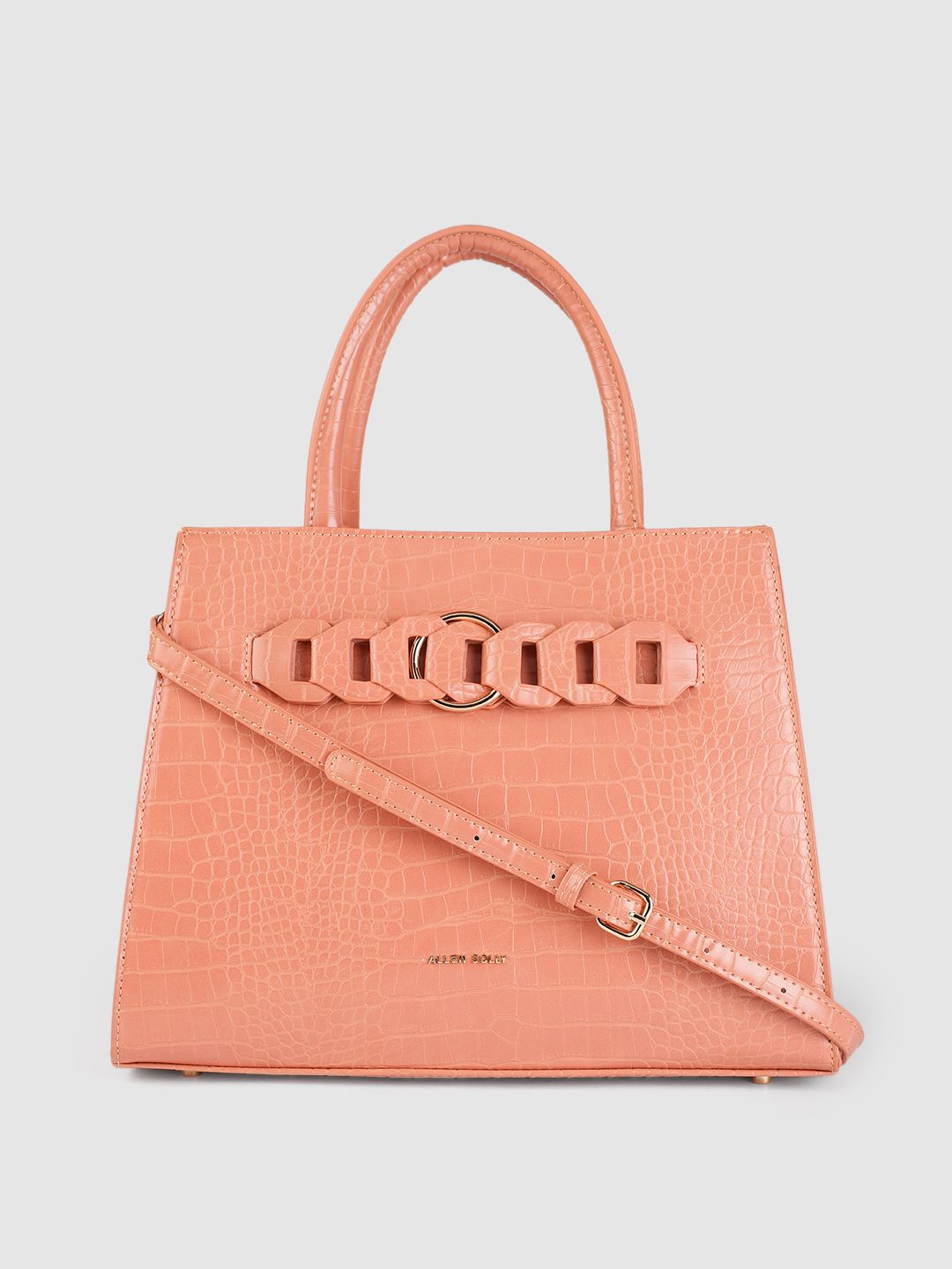 Allen Solly Pink Textured Handheld Bag Price in India