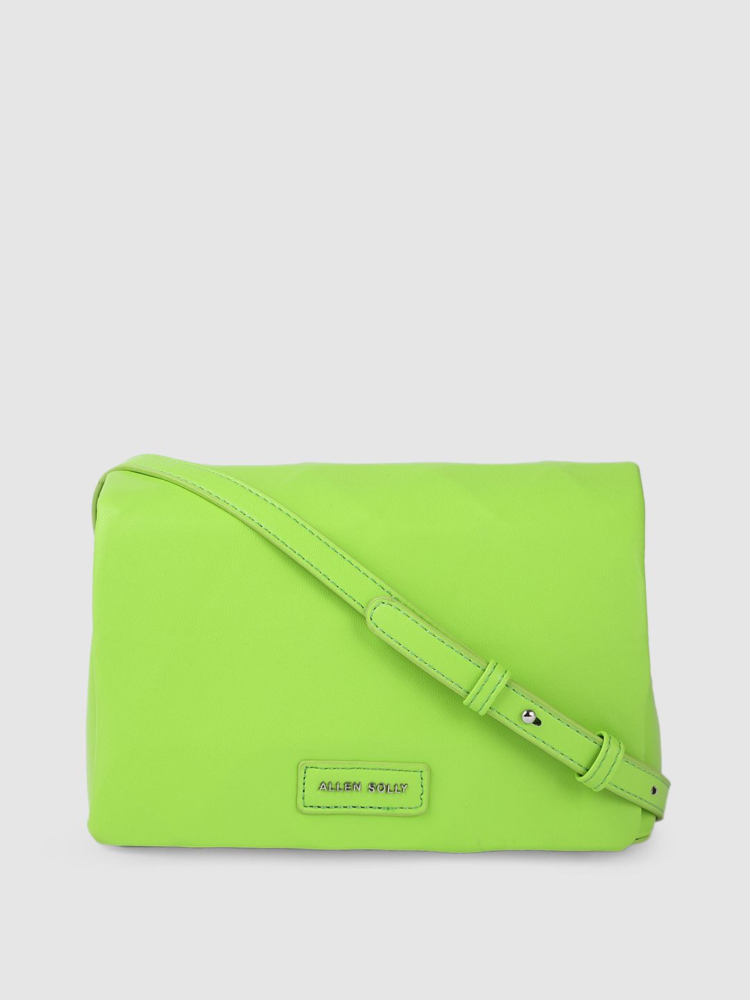 Allen Solly Fluorescent Green Solid Structured Sling Bag Price in India