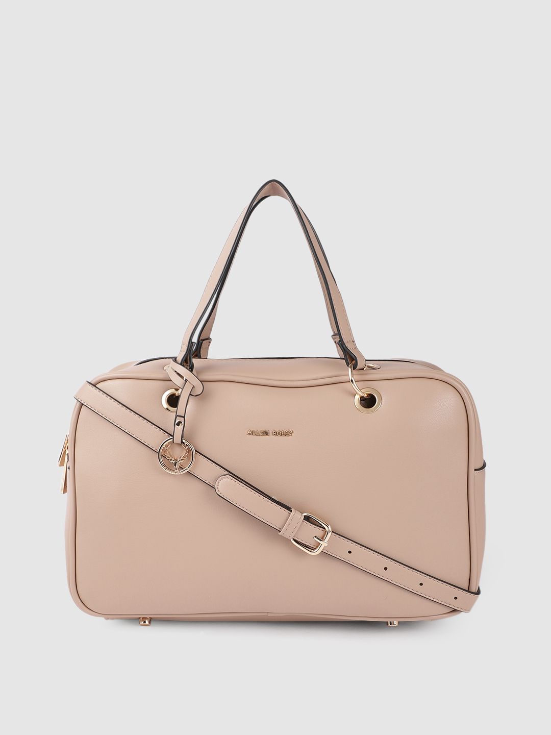 Allen Solly Beige Solid Structured Handheld Bag Price in India