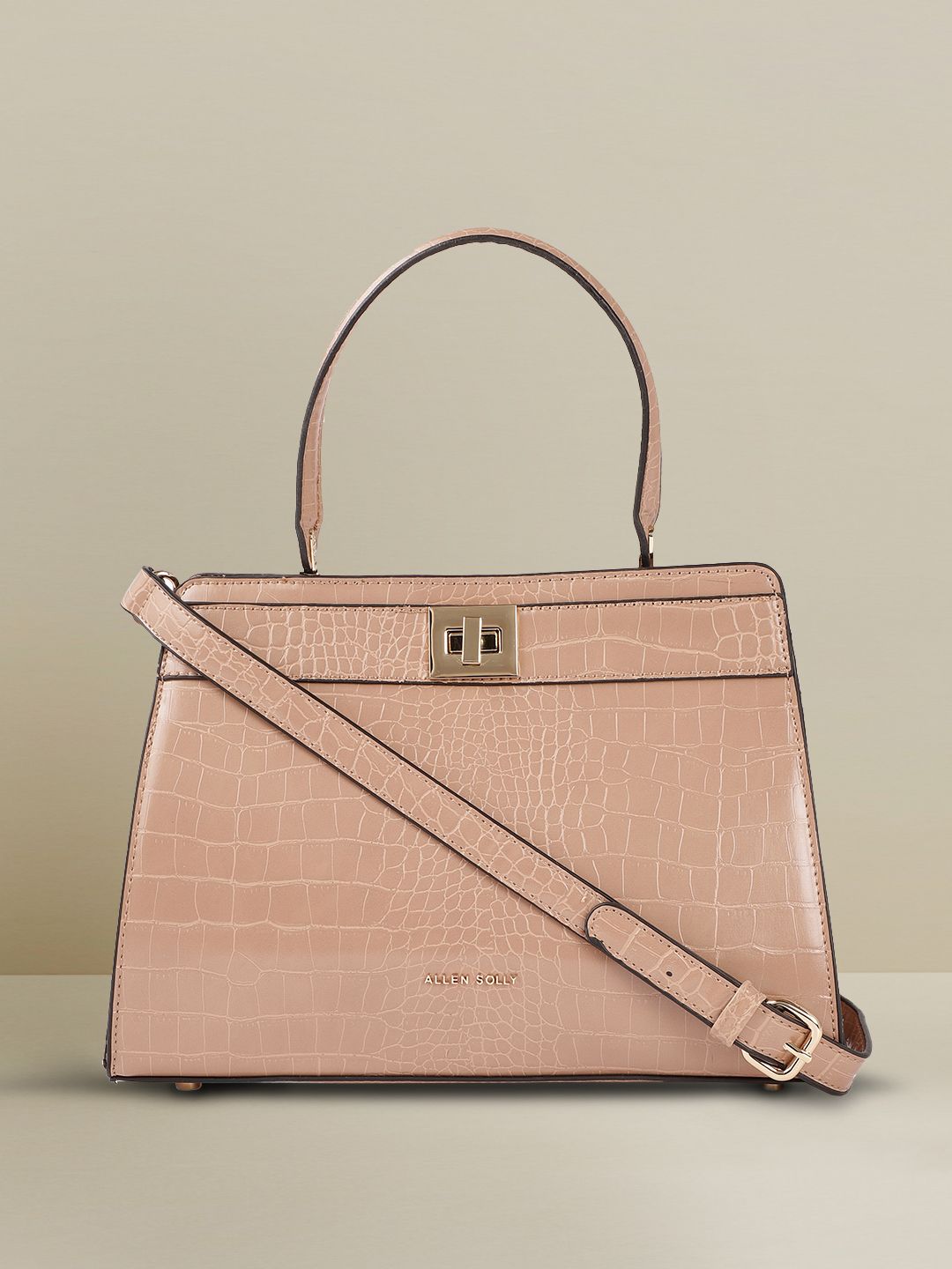 Allen Solly Dusty Pink Animal Textured Structured Handheld Bag Price in India