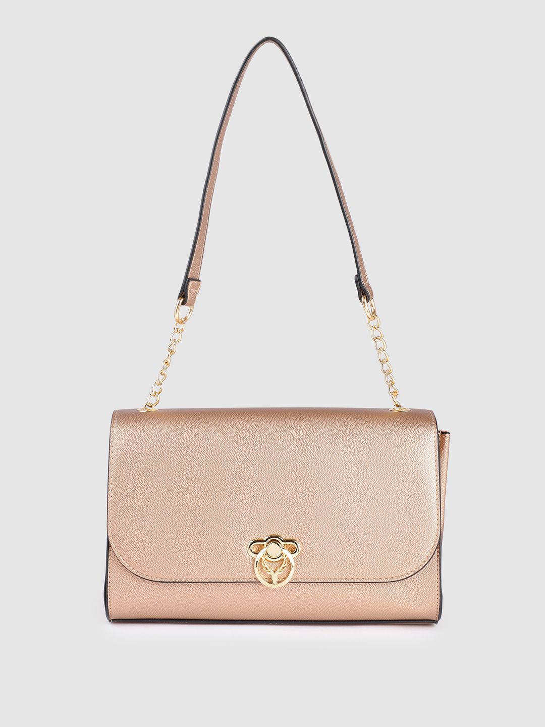 Allen Solly Rose Gold-Toned Solid Structured Sling Bag Price in India