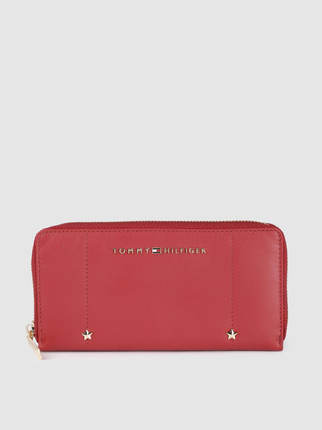 Tommy Hilfiger Women Red Leather Zip Around Wallet Price in India