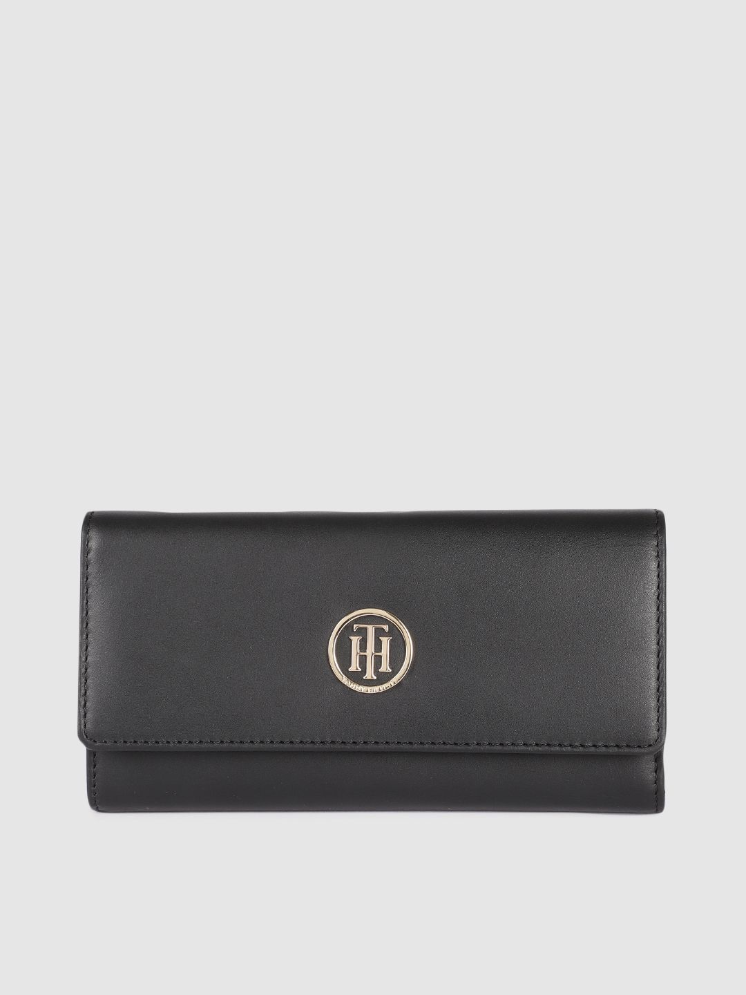 Tommy Hilfiger Women Black Leather Three Fold Wallet Price in India