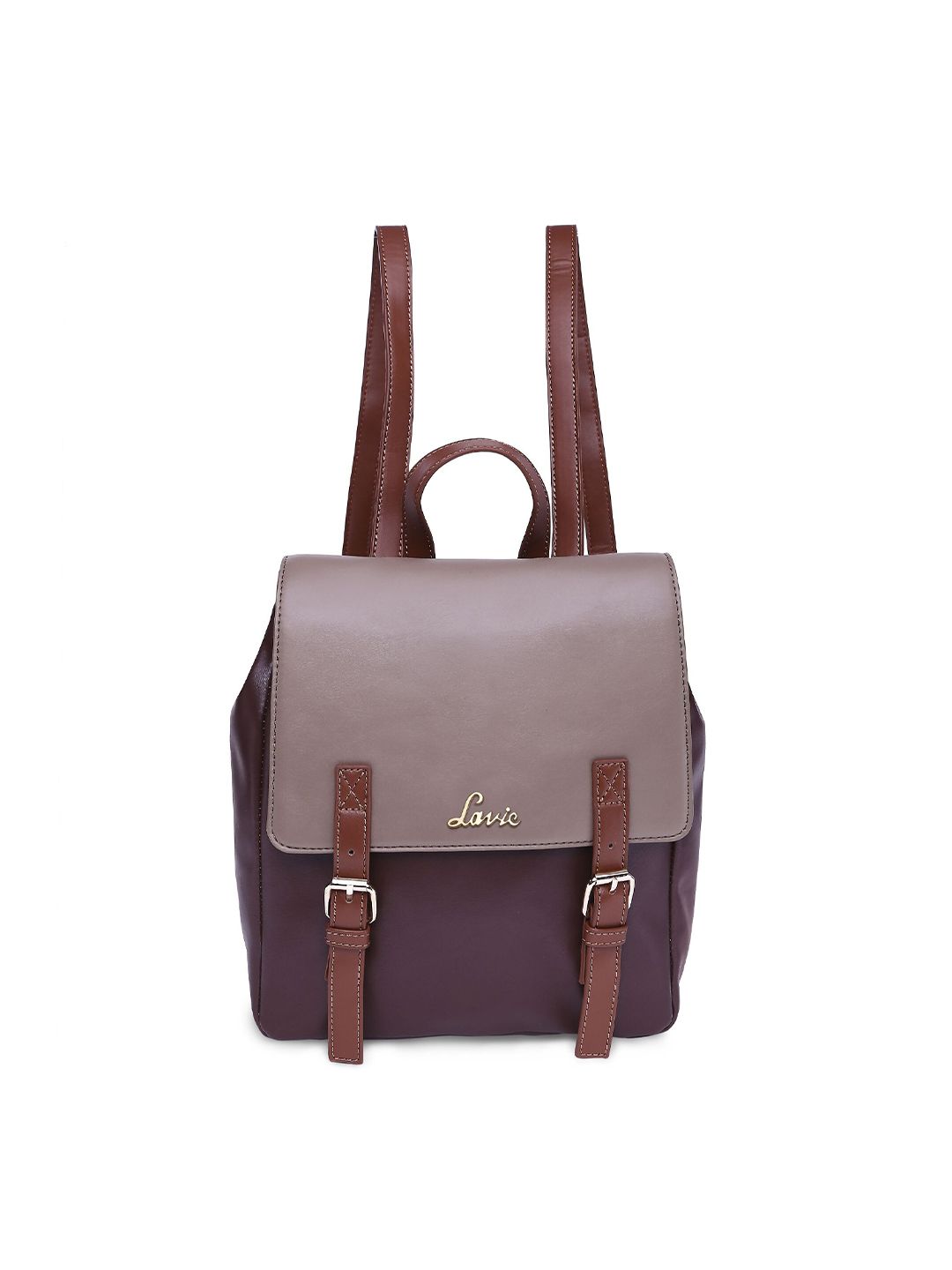 Lavie Women Taupe & Burgundy Backpack Price in India