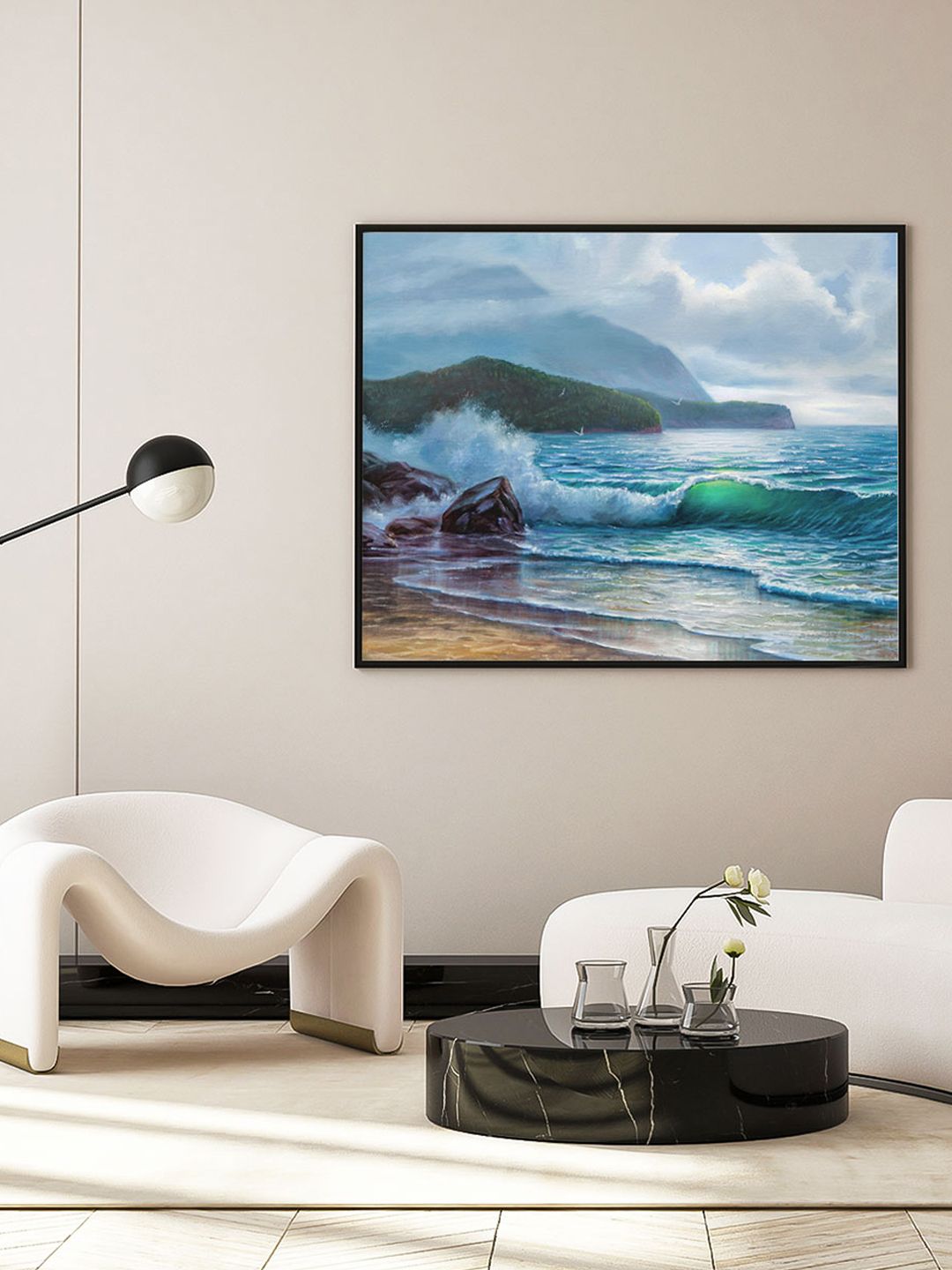 ARTSPACE Blue & White Seascape Canvas Painting Price in India