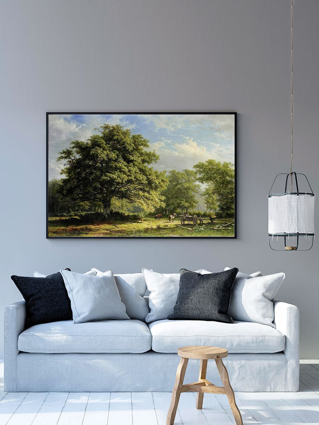 ARTSPACE Green & White The Bentheim Forest Canvas Painting Price in India