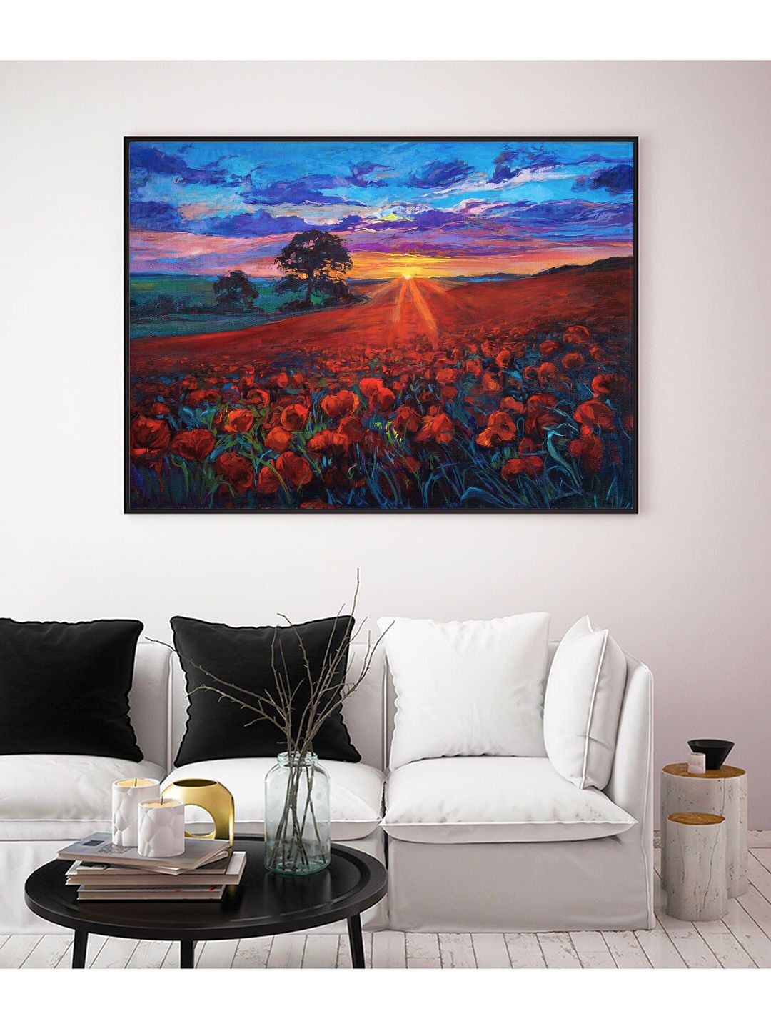 ARTSPACE Multi-Coloured Poppy Fields Canvas Painting Price in India