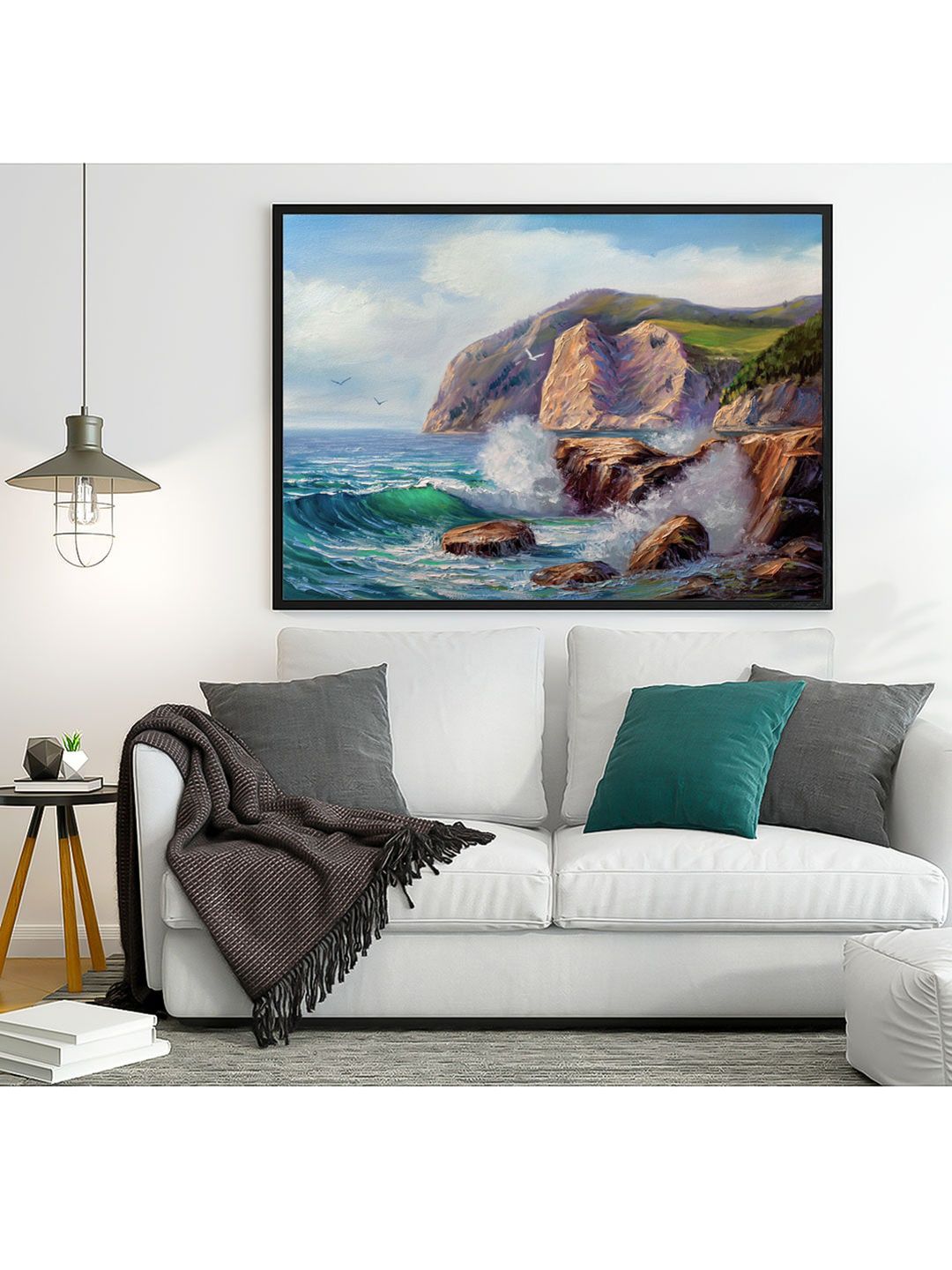 ARTSPACE Blue & Brown Landscape, Botanical & Nature Canvas Wall Painting Price in India