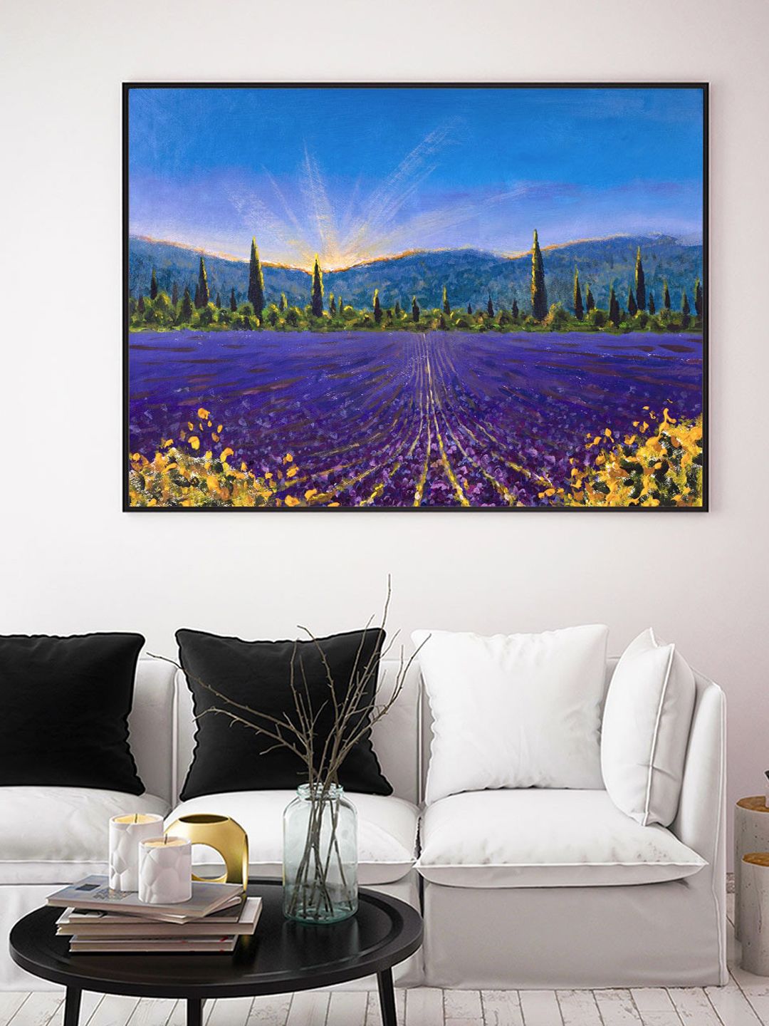 ARTSPACE Blue & Green Lavender Fields Canvas Painting Price in India