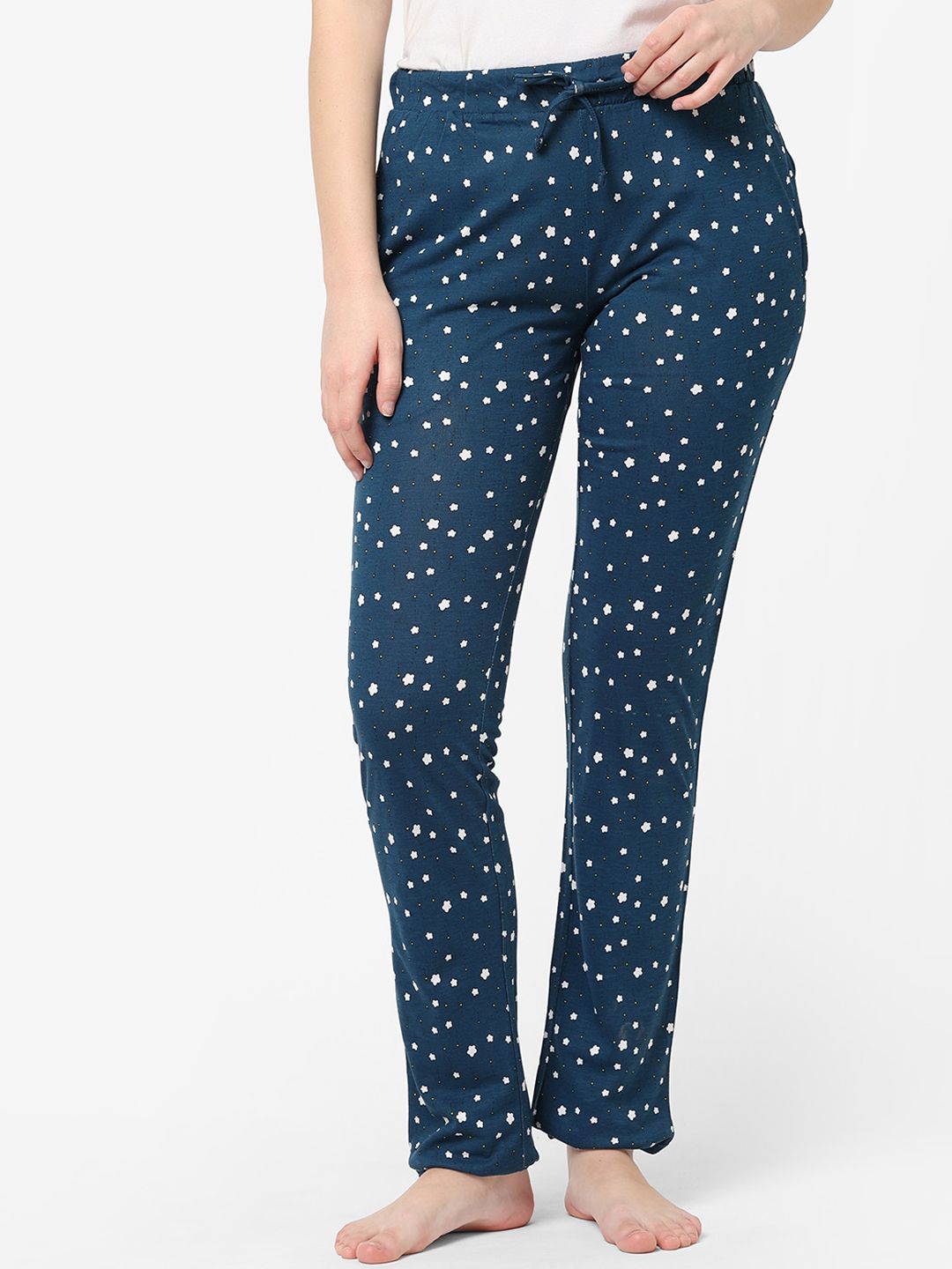 Sweet Dreams Women Blue Printed Cotton Lounge Pants Price in India