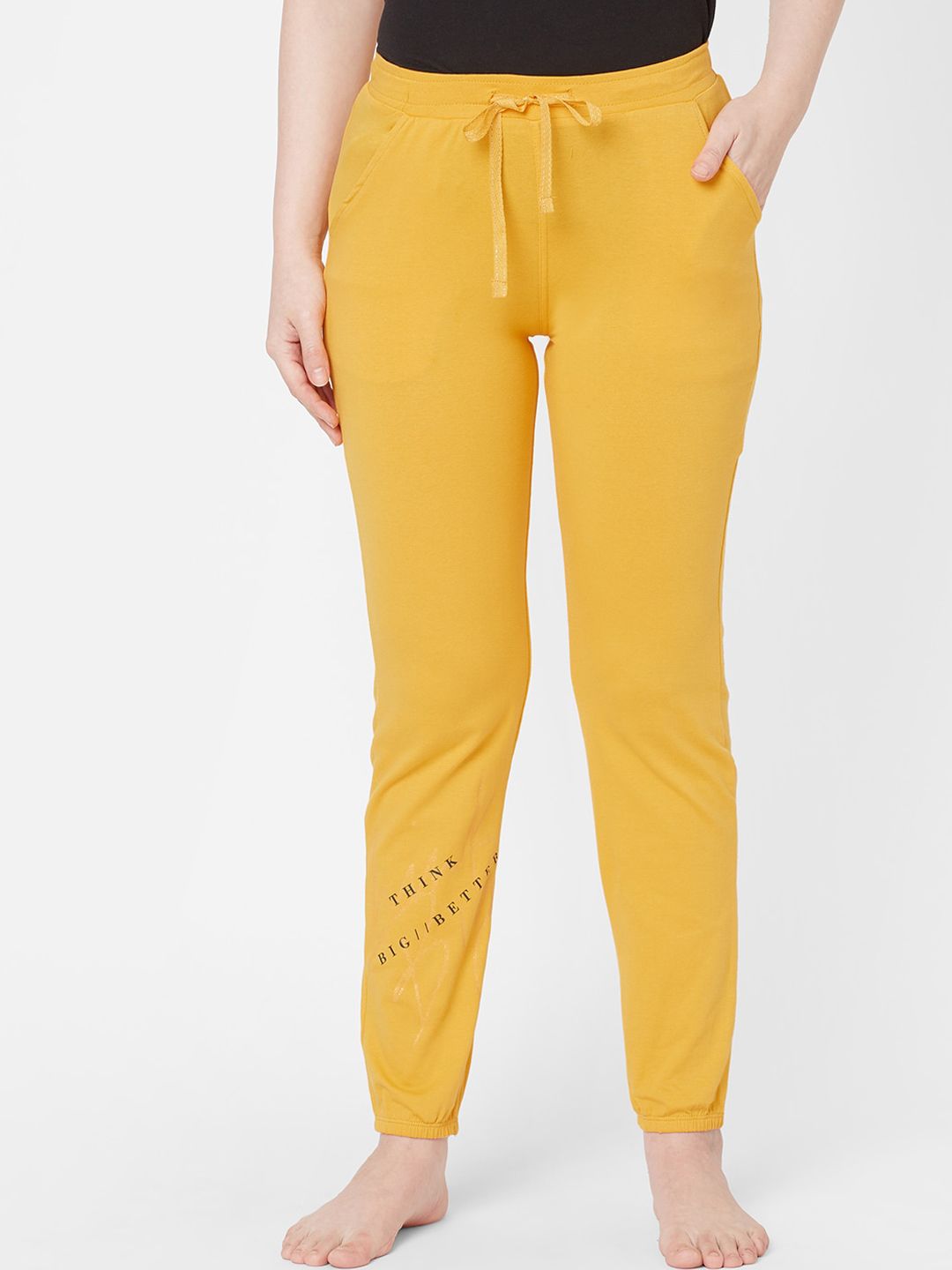 Sweet Dreams Women Yellow Solid Cotton Joggers Price in India