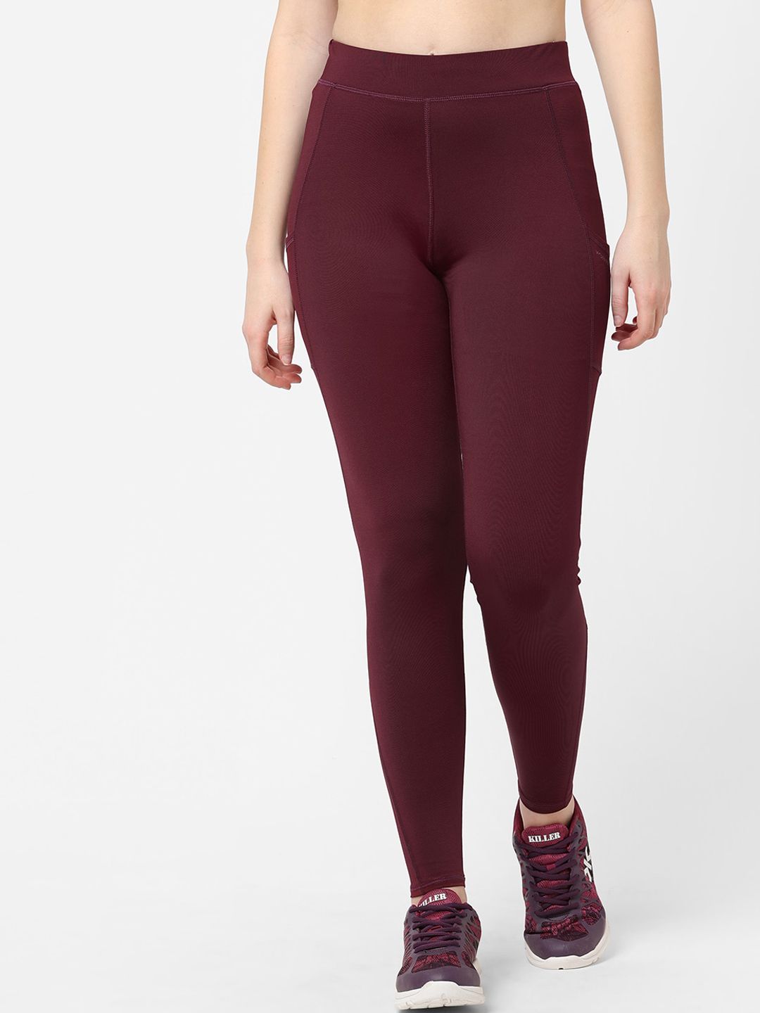 Sweet Dreams Plus Size Women Burgundy Solid Ankle-Length Tights Price in India