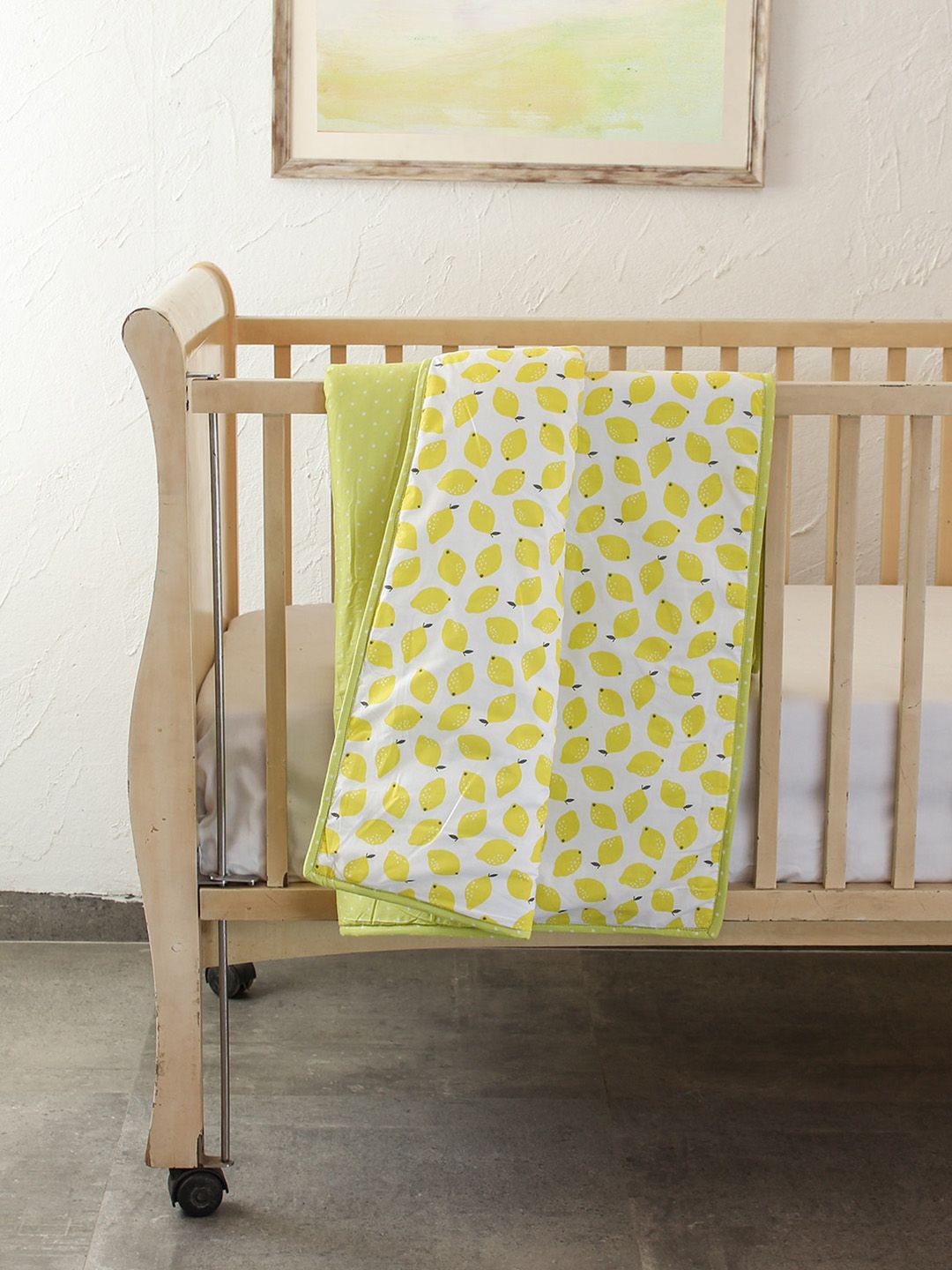 House This Yellow Printed Cotton Double Bedcover Price in India