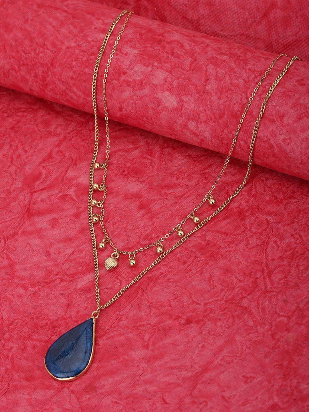 Carlton London Women Gold Plated & Blue Brass Necklace Price in India