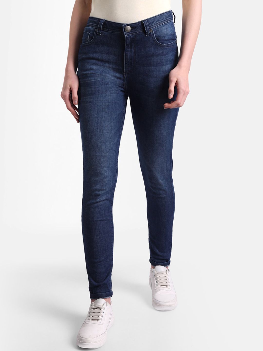 United Colors of Benetton Women Navy Blue Skinny Fit Light Fade Jeans Price in India