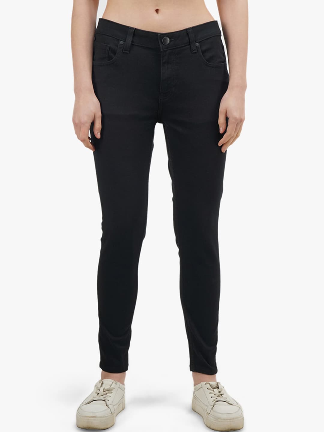 United Colors of Benetton Women Black Skinny Fit Cropped Jeans Price in India